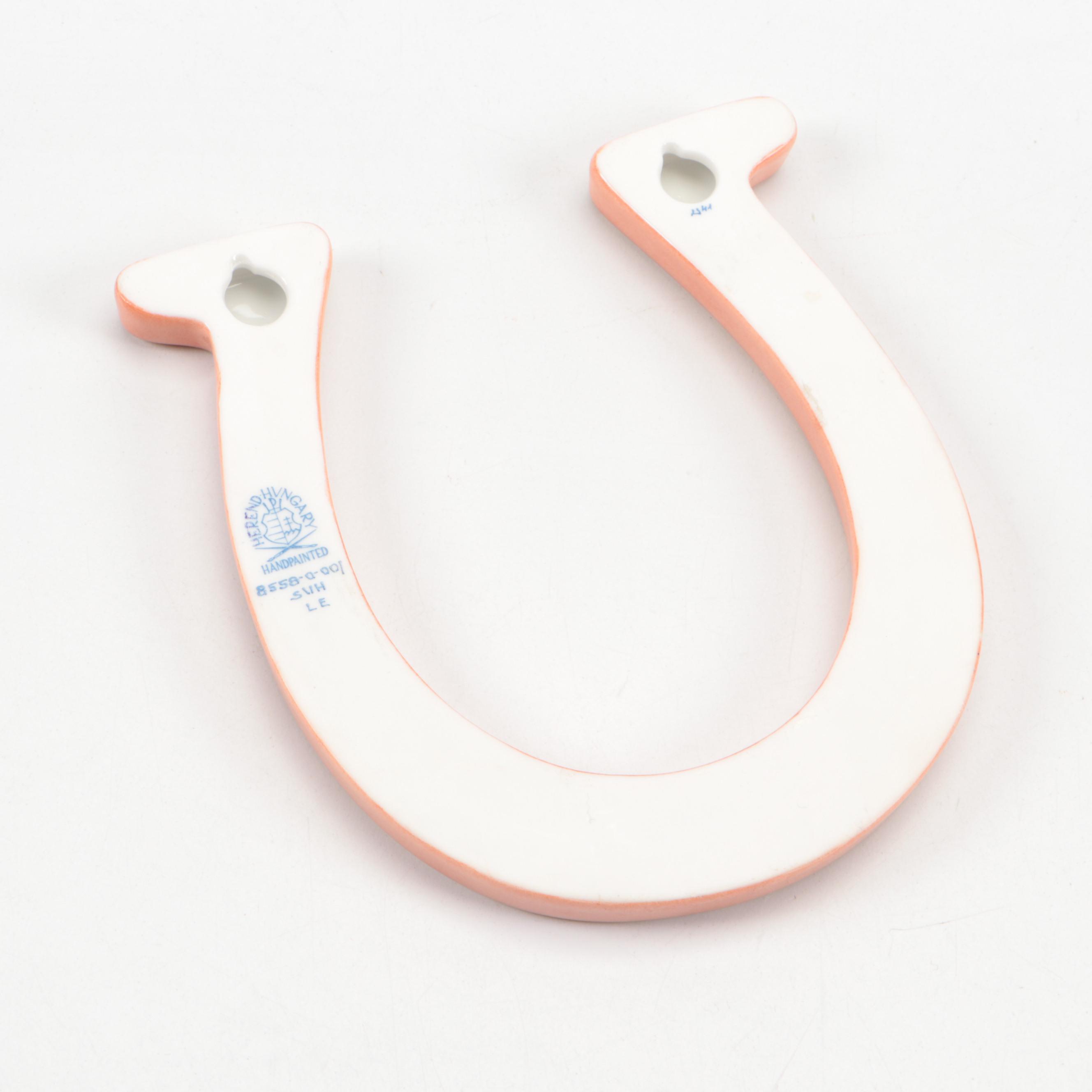 Herend Rust Fishnet with Gold "Horseshoe" Porcelain Figurine