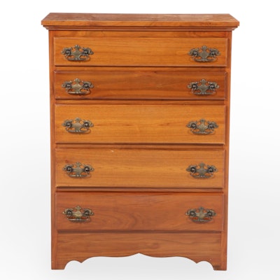 Federal Style Walnut Five-Drawer Chest, Mid to Late 20th Century