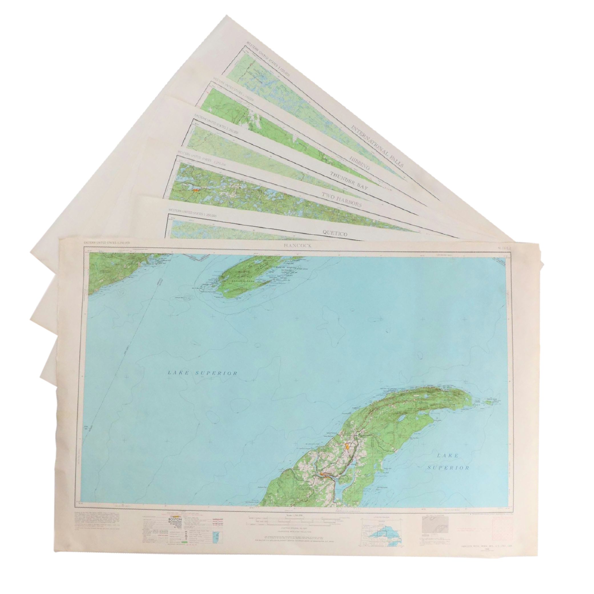 Hancock Countour Map of Lake Superior, Thunder Bay, Quetico and More