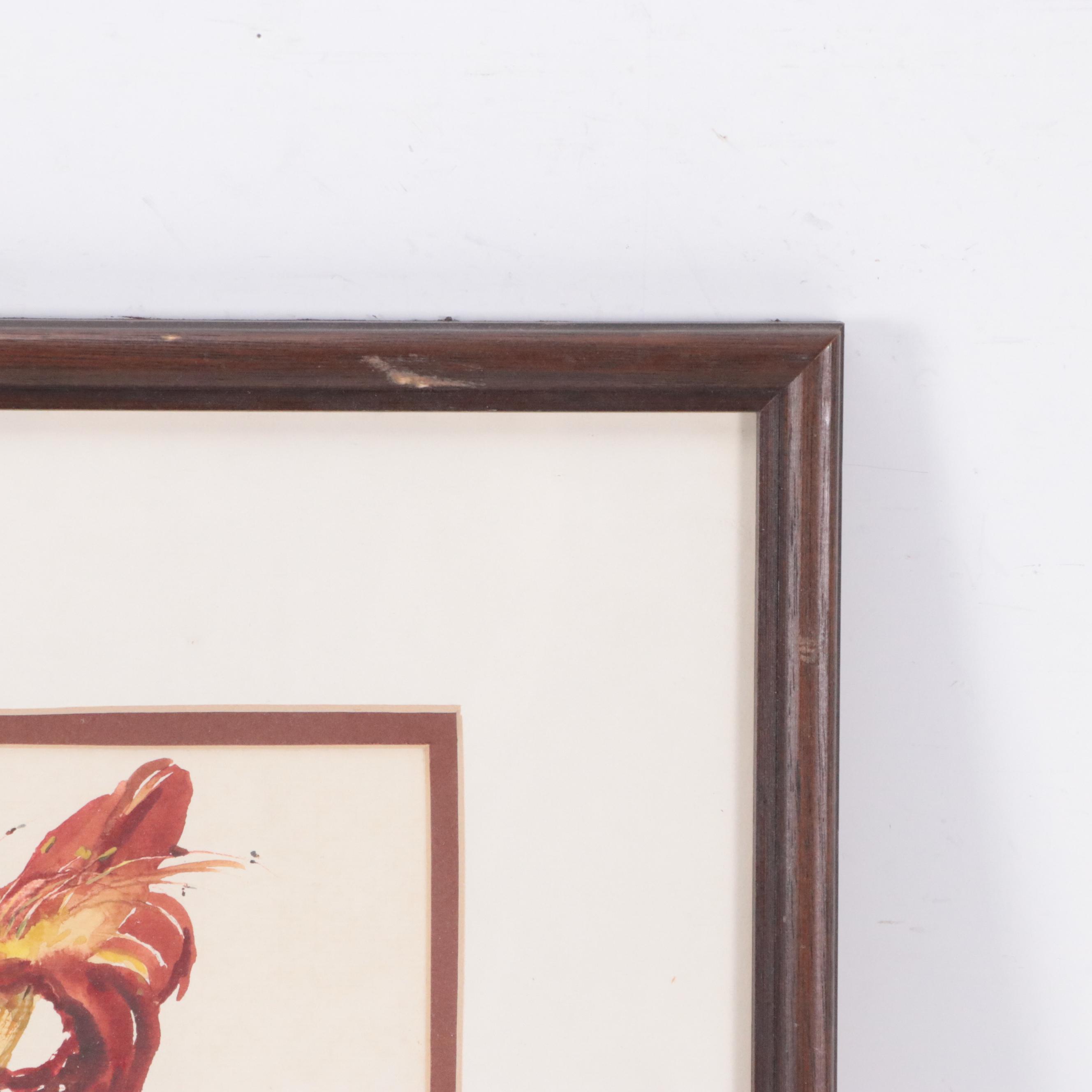 Betty Fischer Watercolor Painting of Daylilies