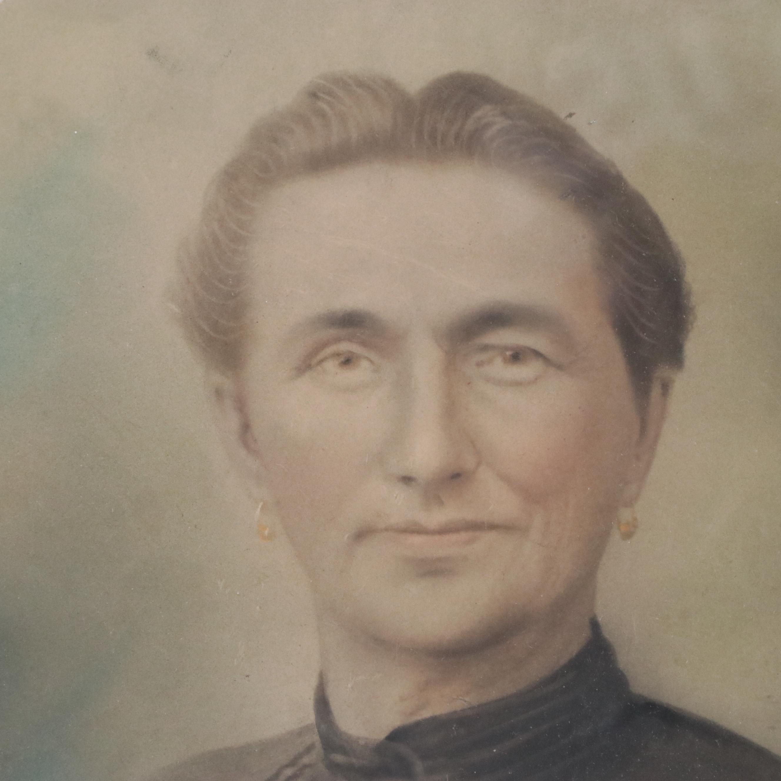 Victorian Crayon Photograph Portrait of Woman, Late 19th/Early 20th Century