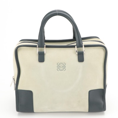 Loewe Amazona Top Handle Handbag in Suede and Calfskin Leather
