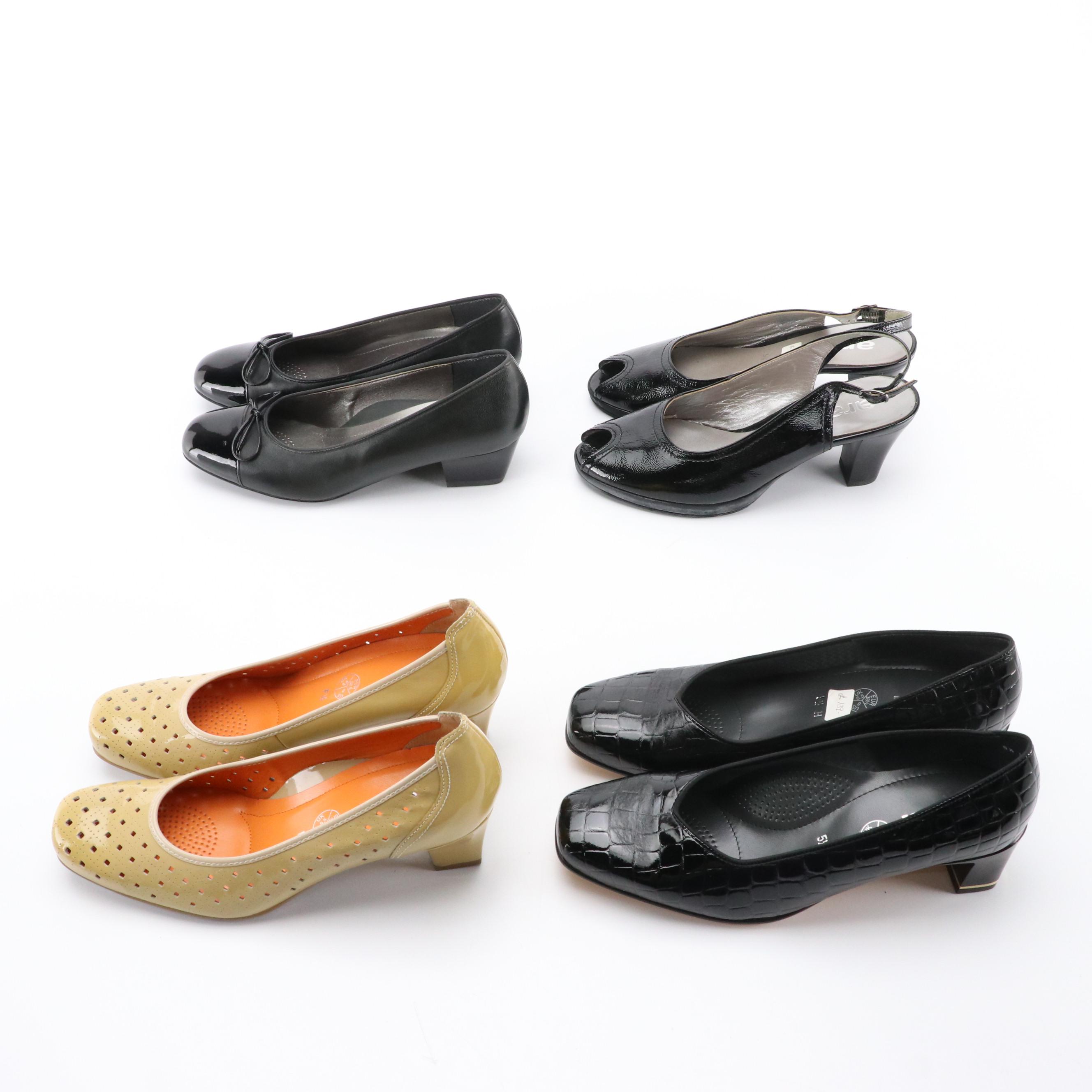 Ara Peep-Toe Slingbacks, Cap-Toe Low Heels, and Pumps with Boxes