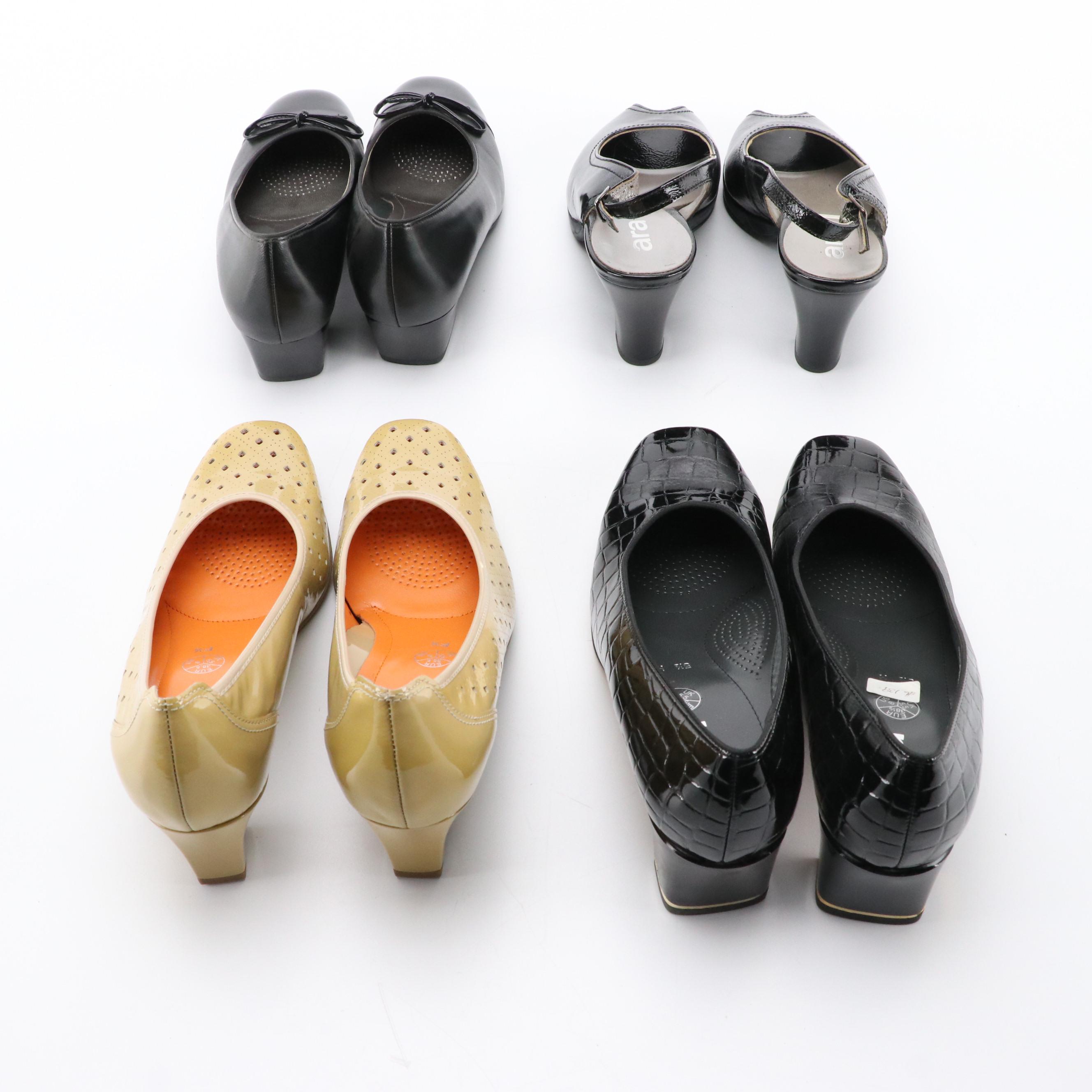 Ara Peep-Toe Slingbacks, Cap-Toe Low Heels, and Pumps with Boxes