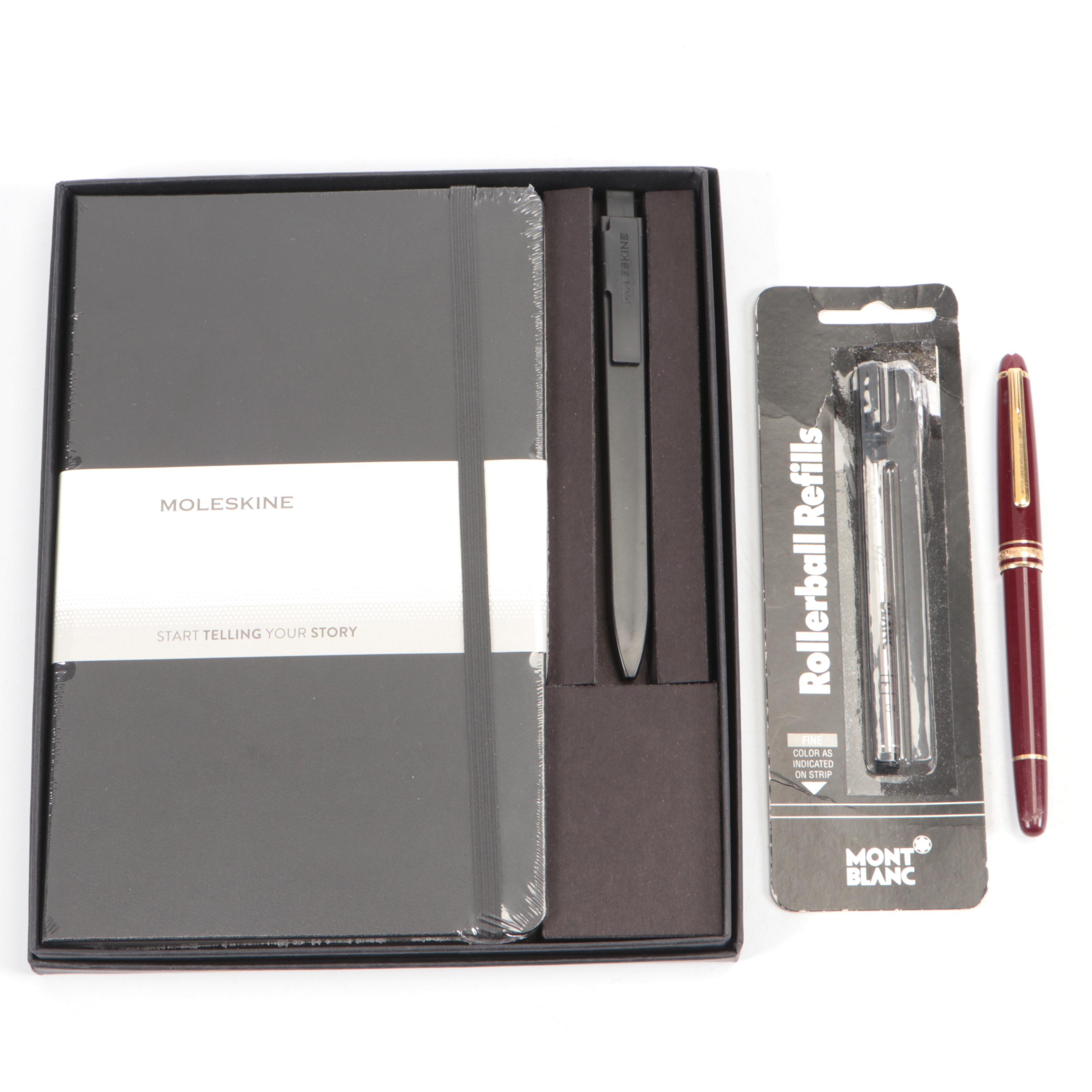 Montblanc Meisterstuck Rollerball Pen and Refill with Moleskine Notebook