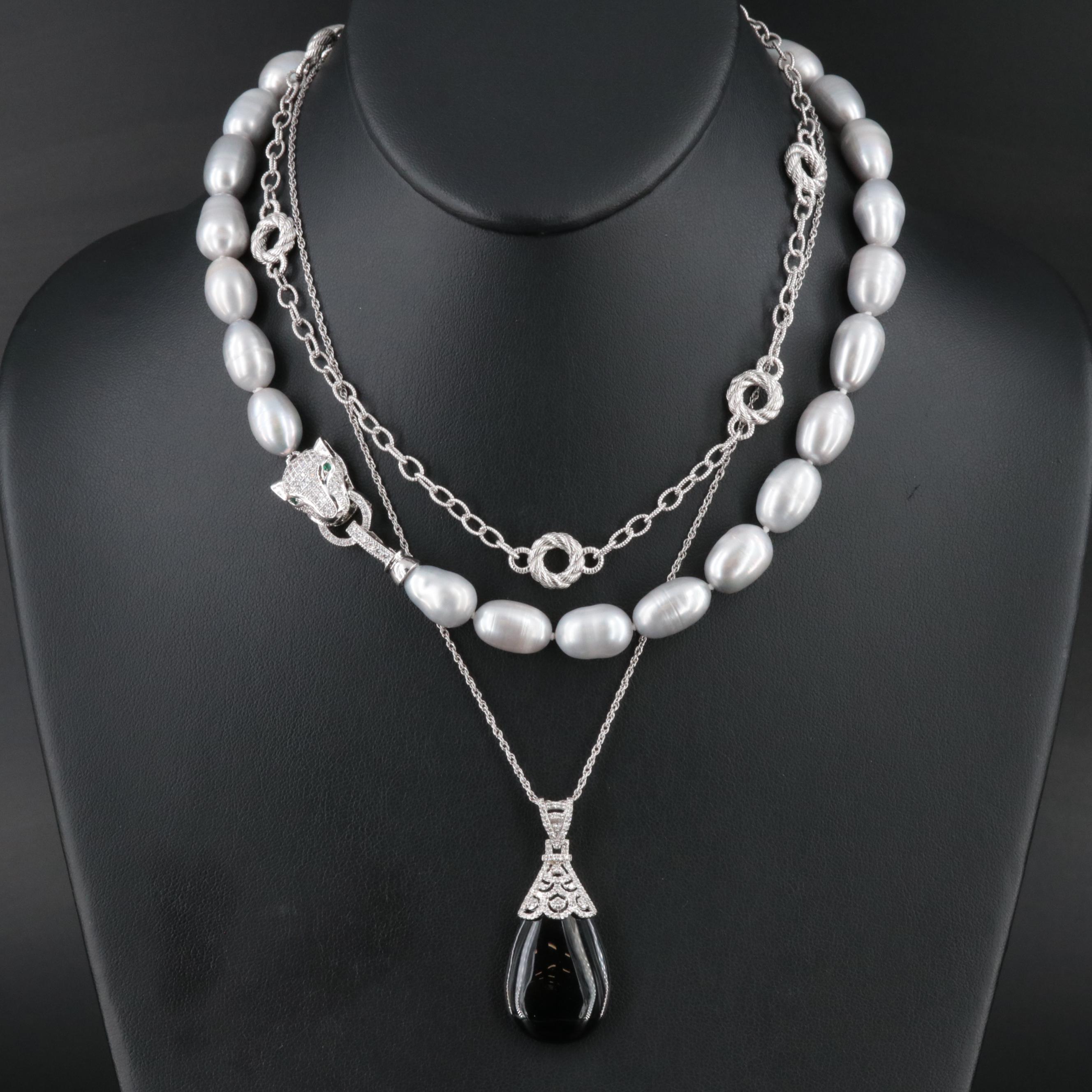 Judith Ripka Featured in Sterling, Diamond and Pearl Necklaces