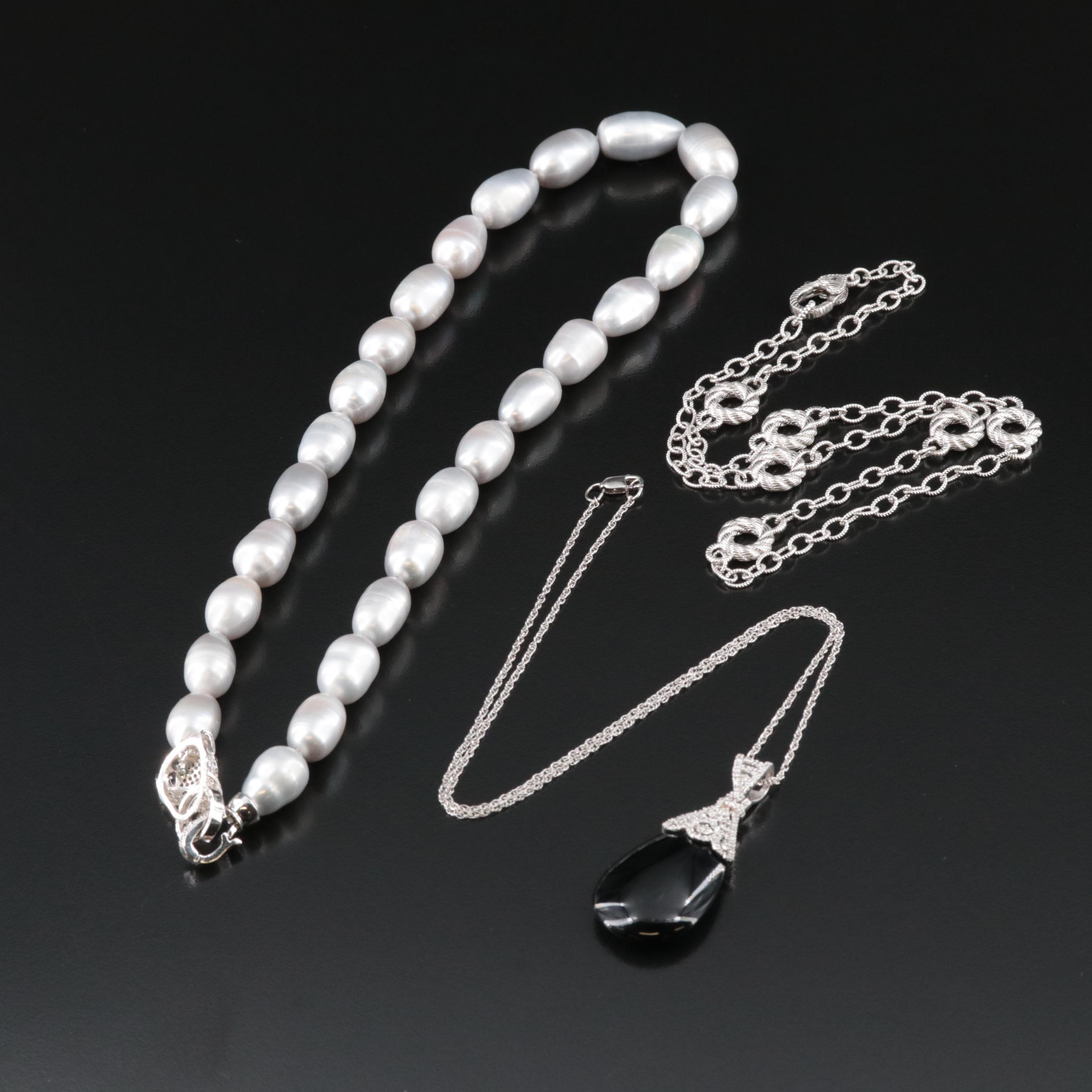 Judith Ripka Featured in Sterling, Diamond and Pearl Necklaces