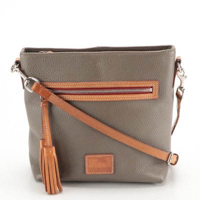 Dooney & Bourke Tassel Zip Crossbody Messenger Bag in Taupe Pebbled Leather