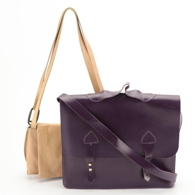 DKNY Beige Leather Shoulder Bag and Sweetheart Purple Front-Flap Messenger Bag
