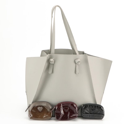 Brighton Mini Leather Heart Zip Pouches and Mudpie Light Grey Leather Tote Bag