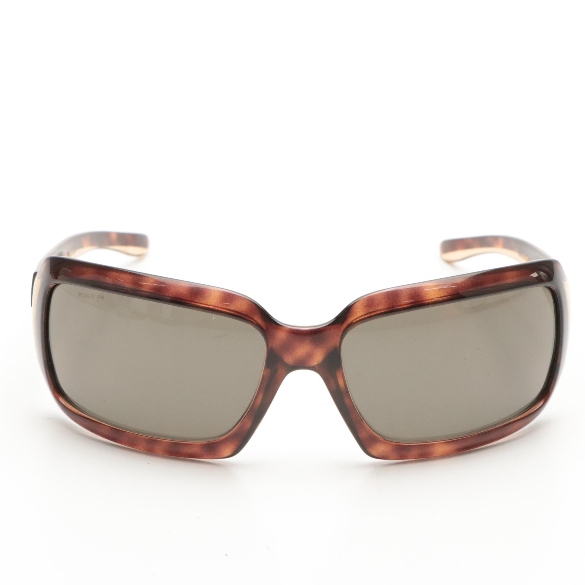 Prada SPR01H 2AU-5G1 Havana Brown Rectangular Wrap Sunglasses