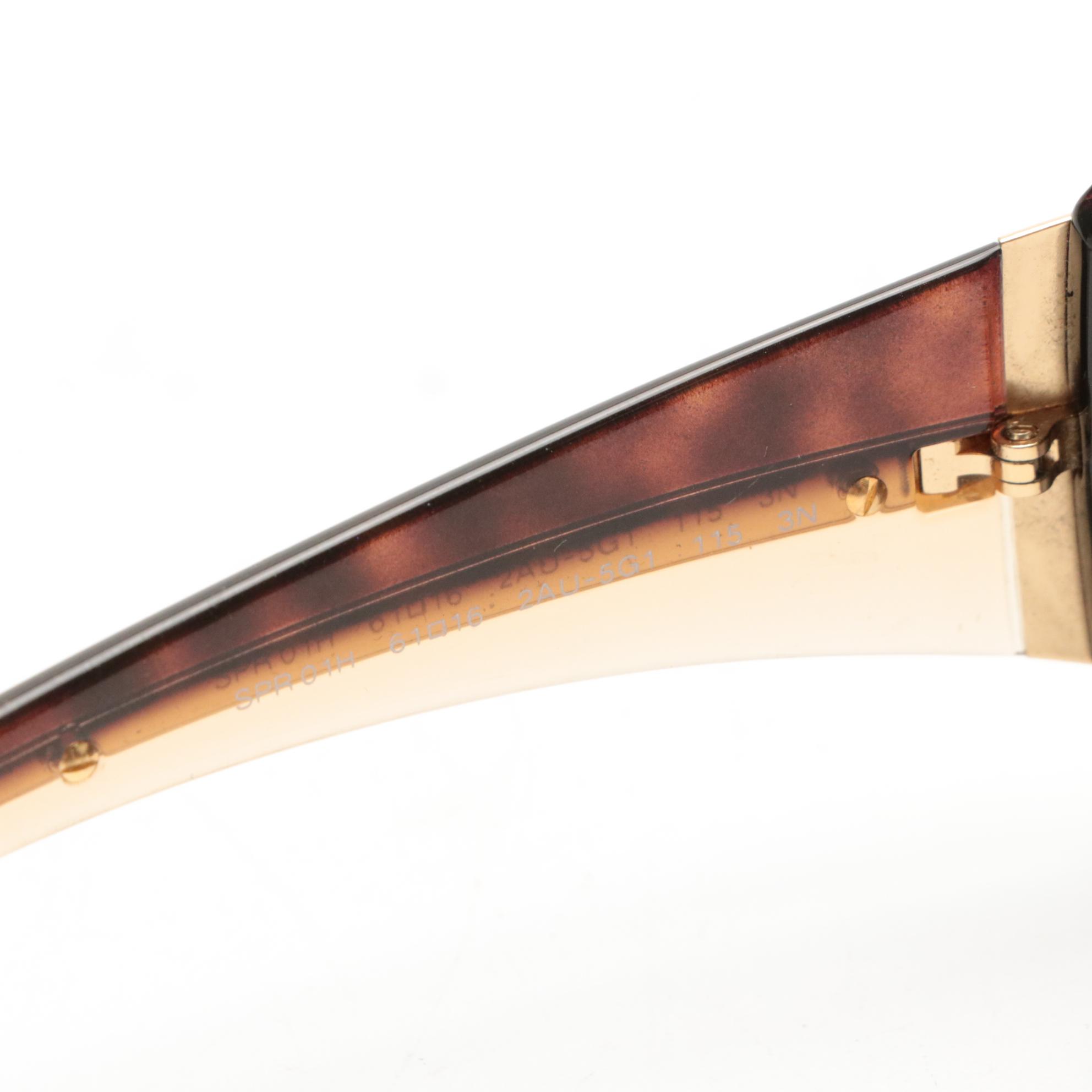 Prada SPR01H 2AU-5G1 Havana Brown Rectangular Wrap Sunglasses