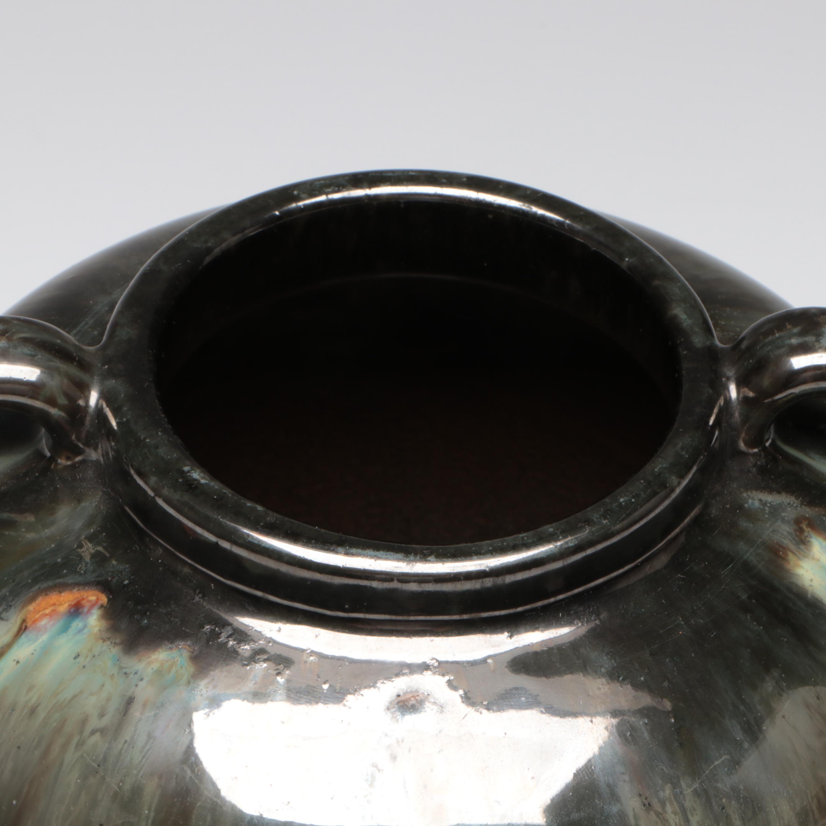 Fulper Pottery Earthenware Amphora Vessel With Drip Glaze, Early 20th C.