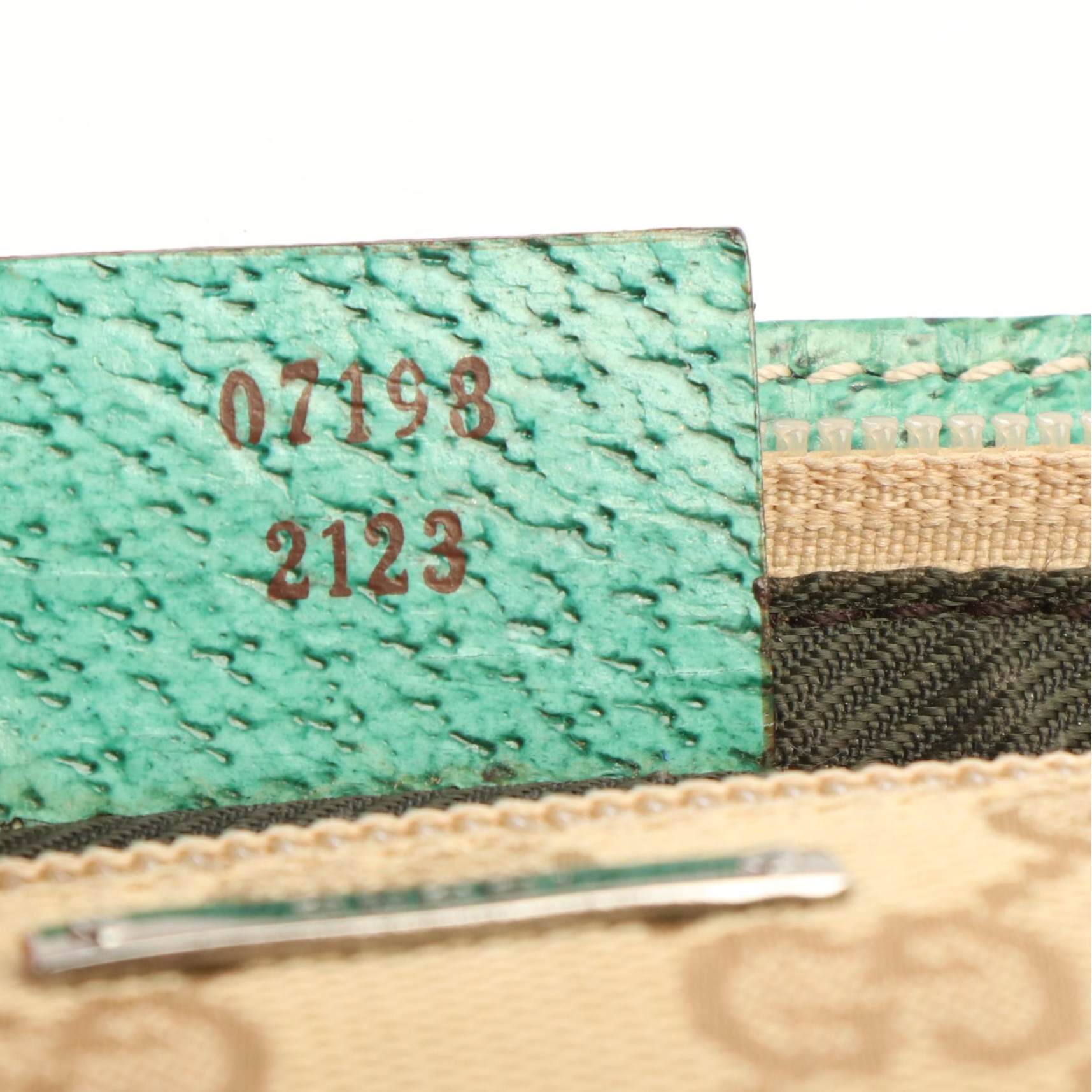 Gucci Boat Pochette in Green Leather Trimmed GG Canvas