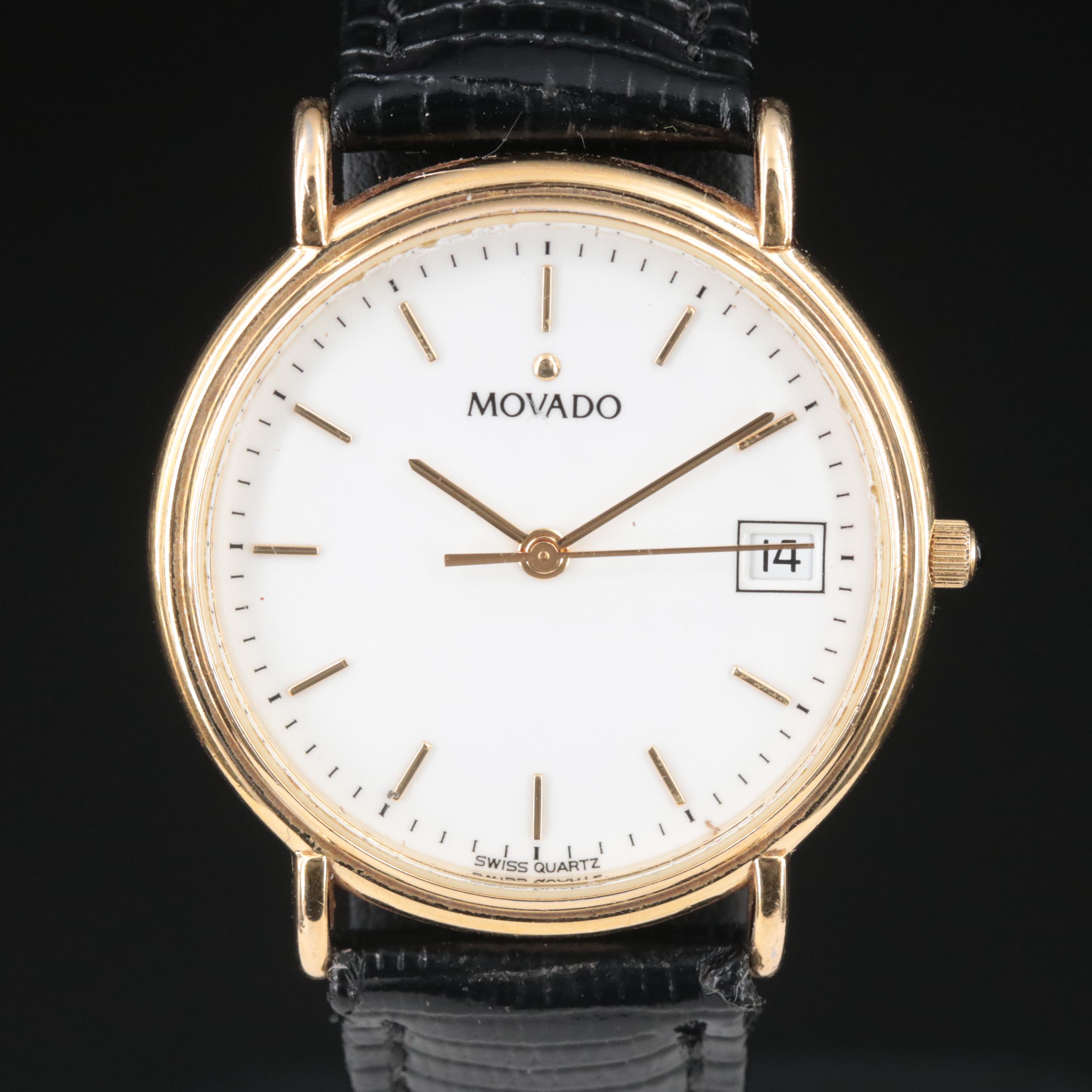 Movado Yellow Tone Quartz, Date Watch