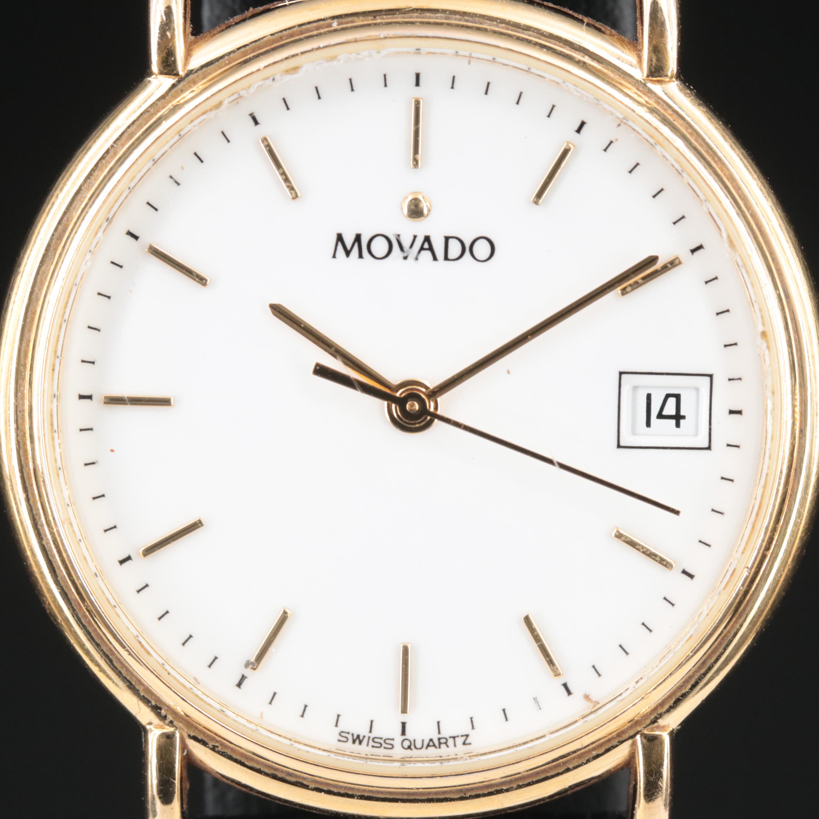 Movado Yellow Tone Quartz, Date Watch