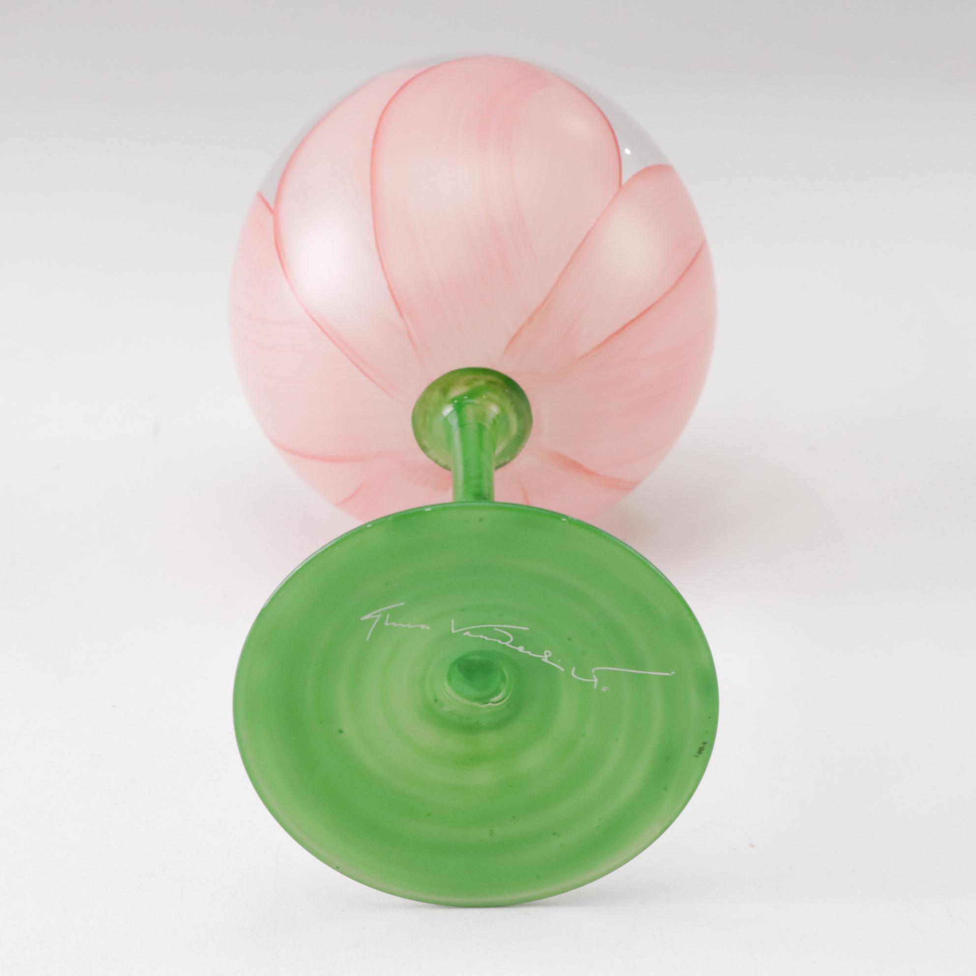 Gloria Vanderbilt Hand-Painted Tulip Wine Glasses and Water Goblets, 1970s