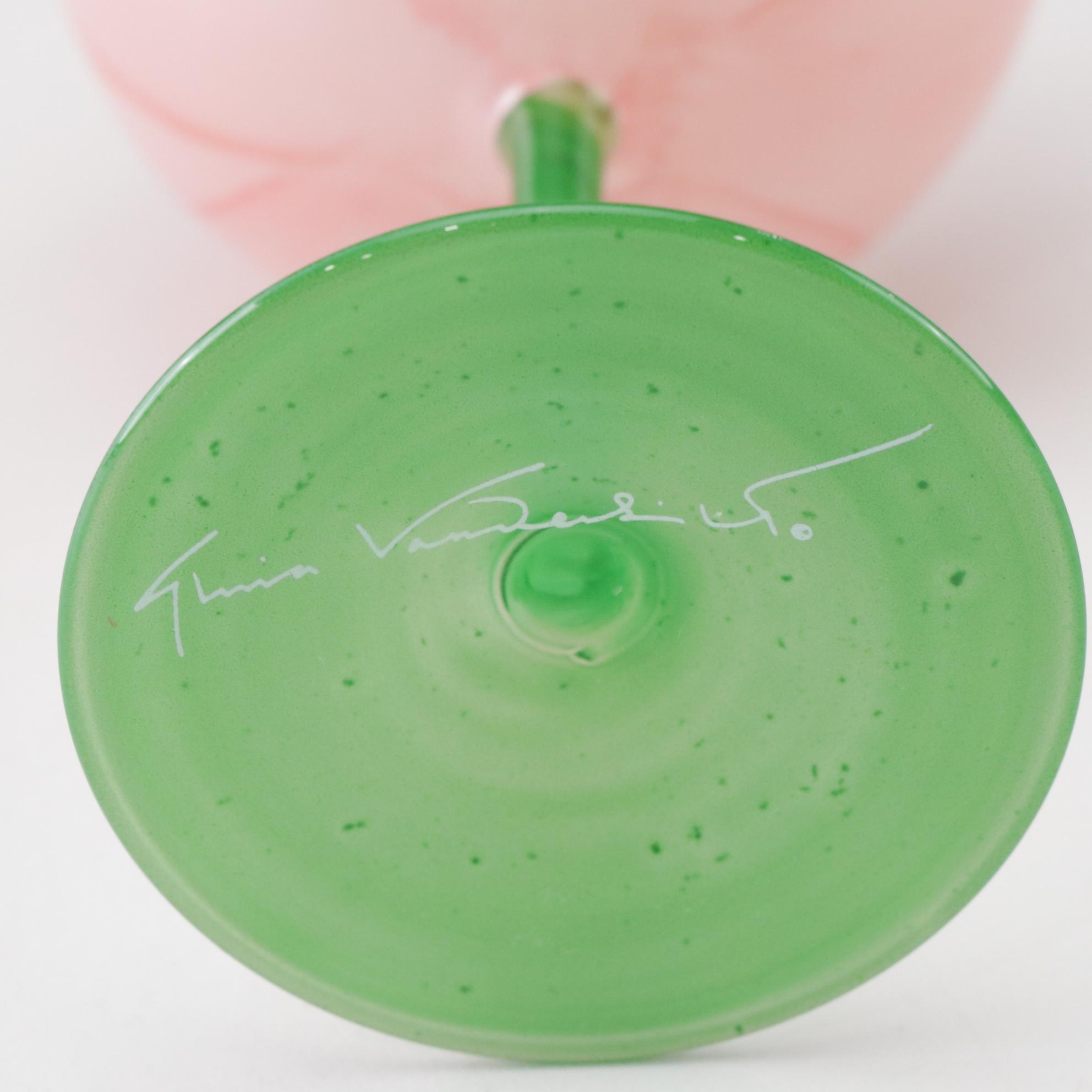 Gloria Vanderbilt Hand-Painted Tulip Wine Glasses and Water Goblets, 1970s