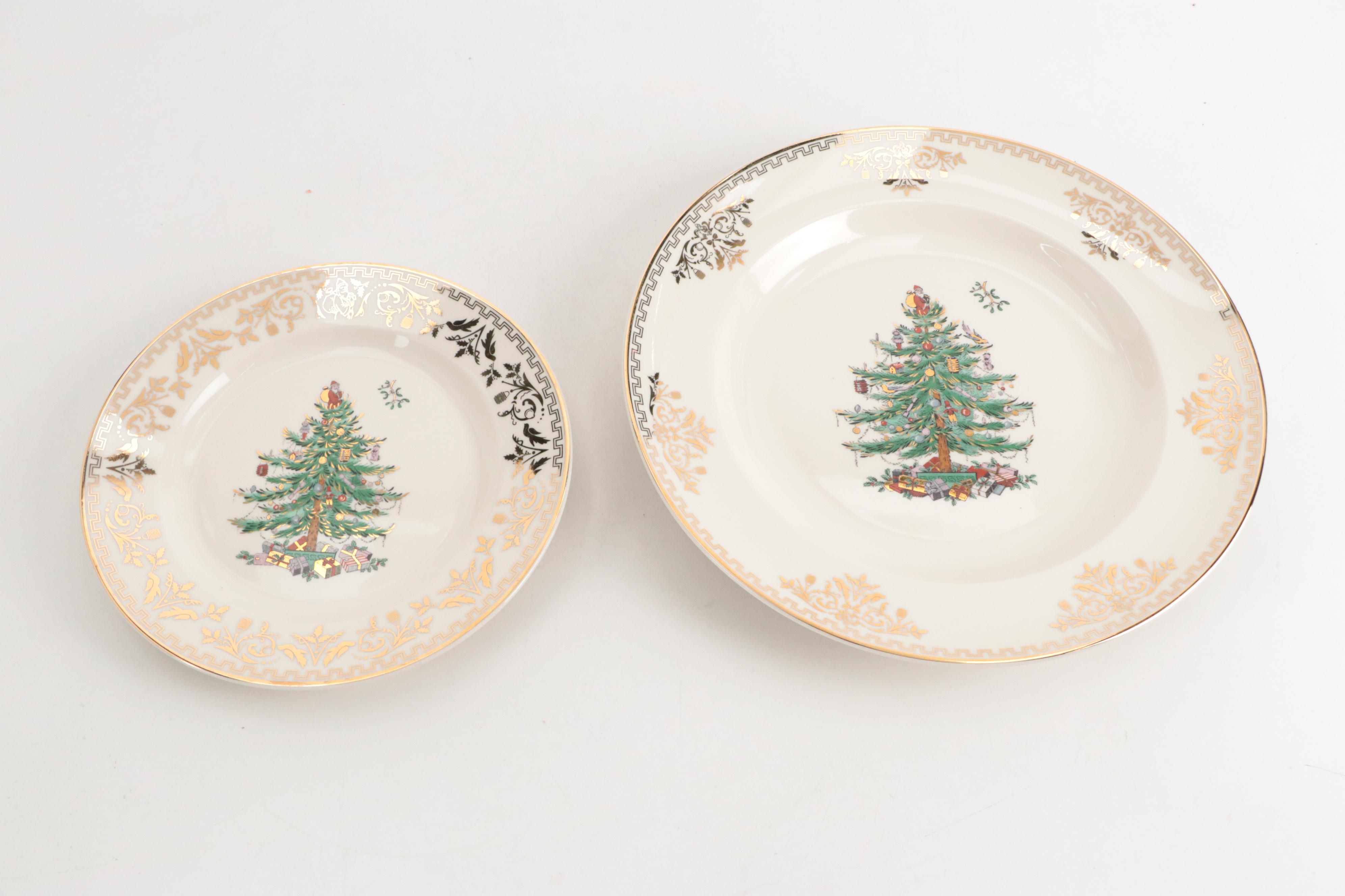 Spode 75th Anniversary "Christmas Tree Gold" Porcelain Plates and More