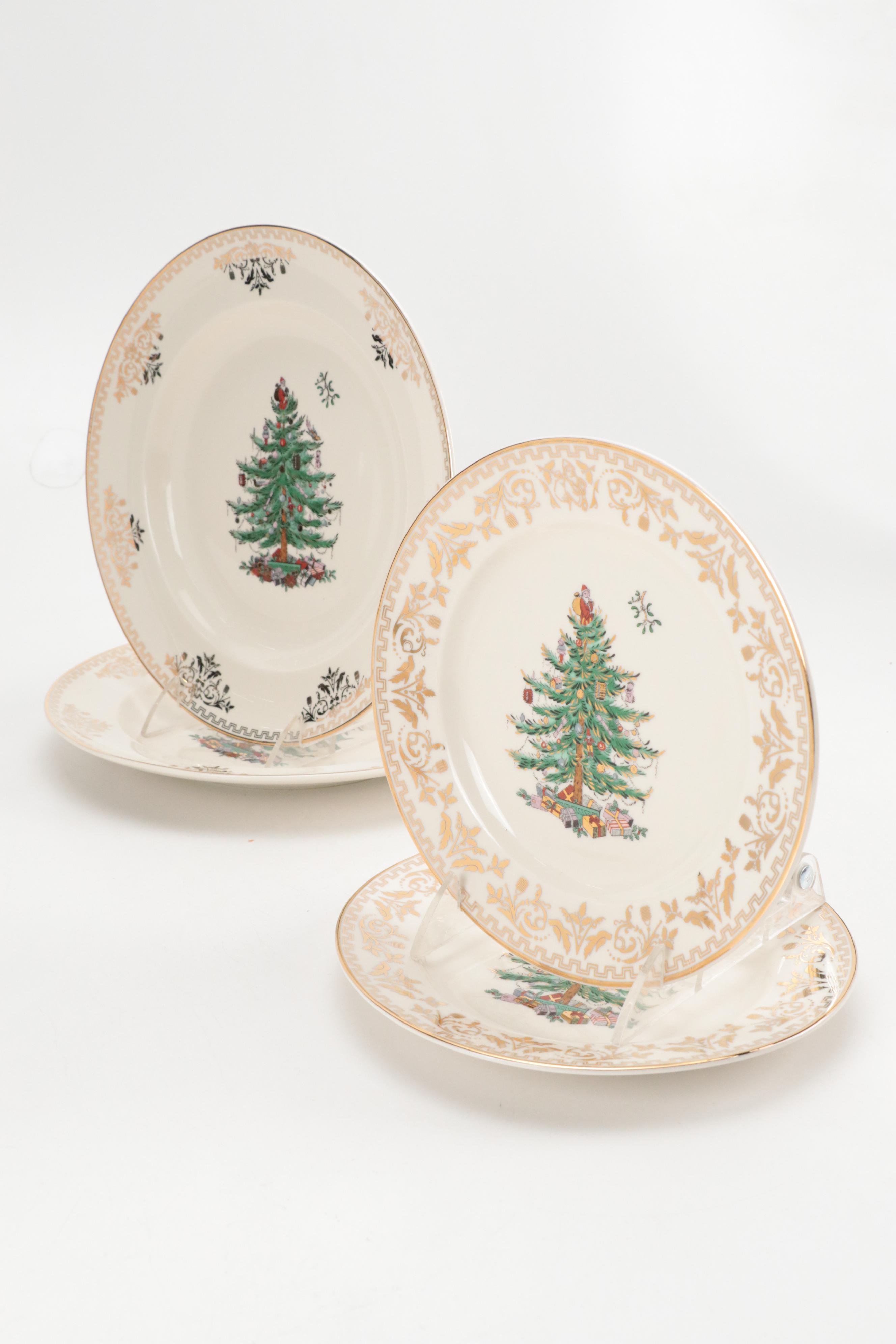 Spode 75th Anniversary "Christmas Tree Gold" Porcelain Plates and More