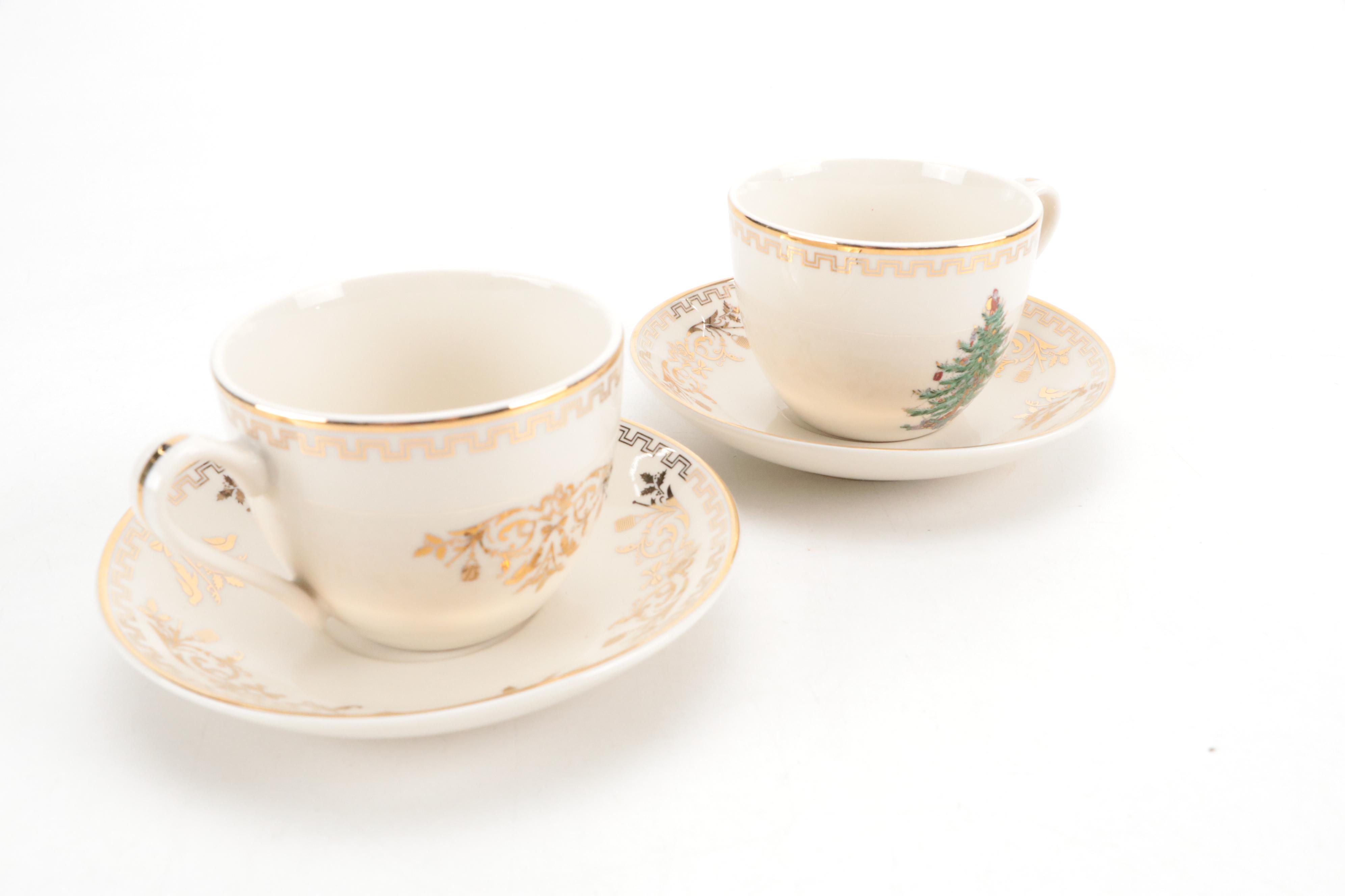 Spode 75th Anniversary "Christmas Tree Gold" Porcelain Plates and More