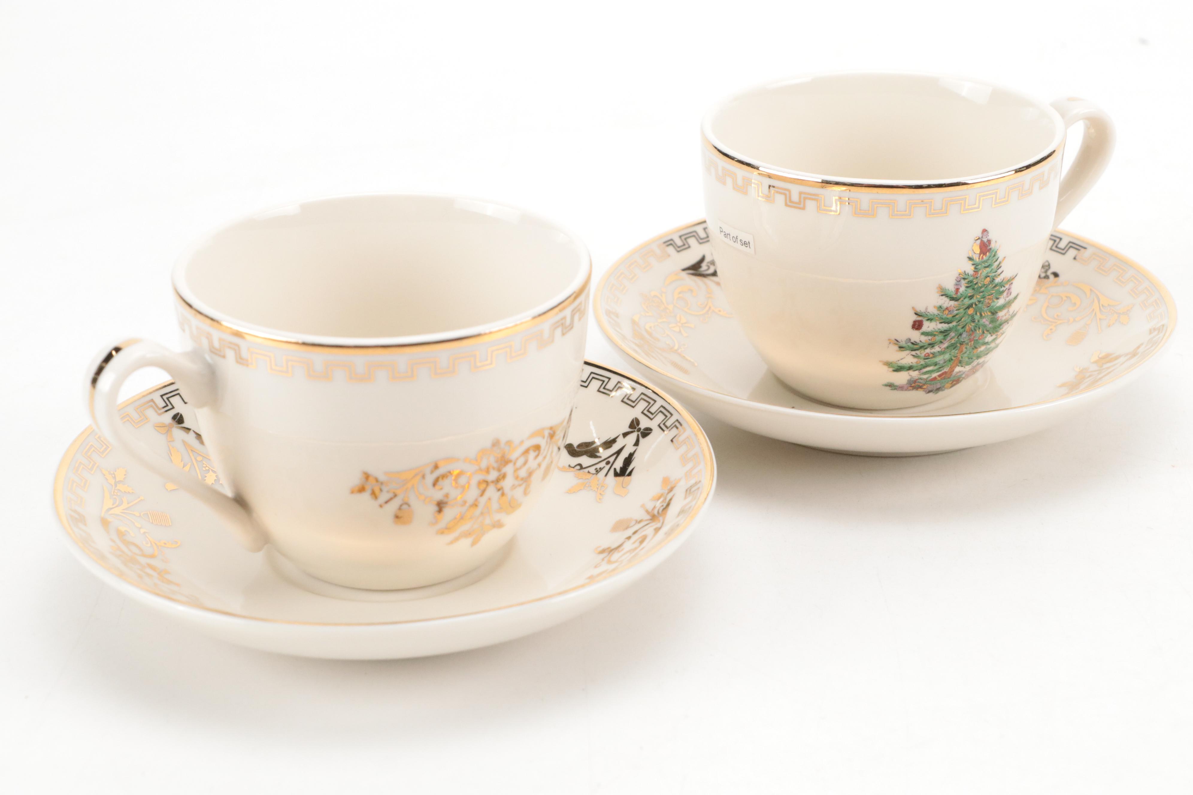 Spode 75th Anniversary "Christmas Tree Gold" Porcelain Plates and More