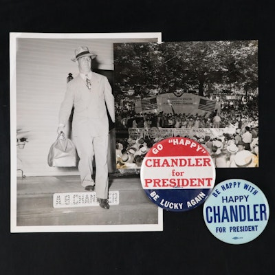 A. B. "Happy" Chandler Senator Photos and Presidential Campaign Pinbacks