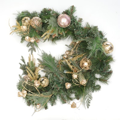 Pre-Lit and Decorated Artificial Evergreen Garland