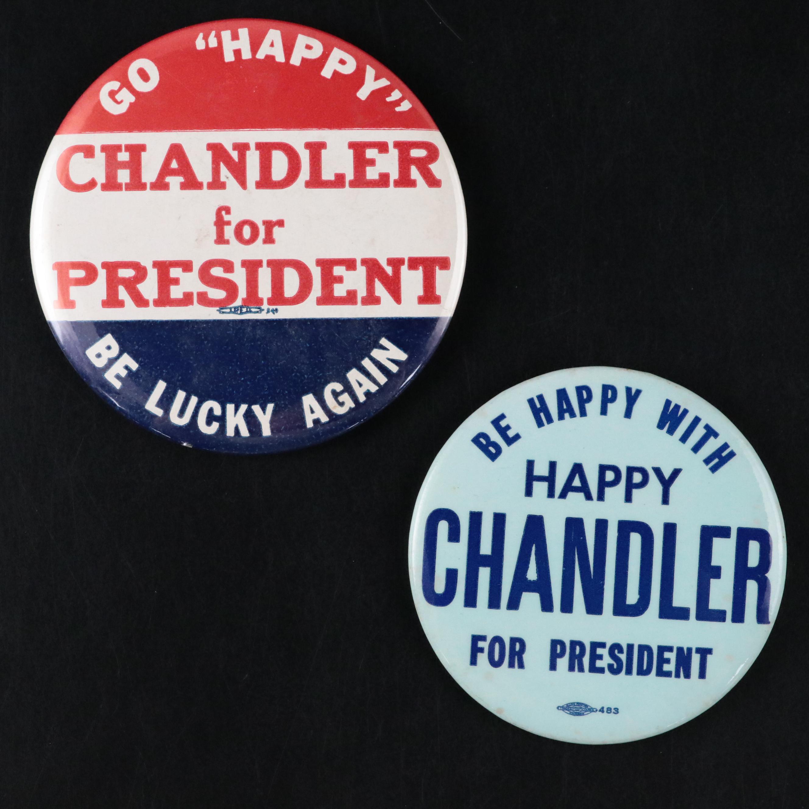 A. B. "Happy" Chandler Senator Photos and Presidential Campaign Pinbacks