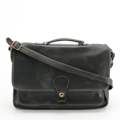 Coach Metropolitan Portfolio Briefcase Attaché Messenger Bag in Black Leather