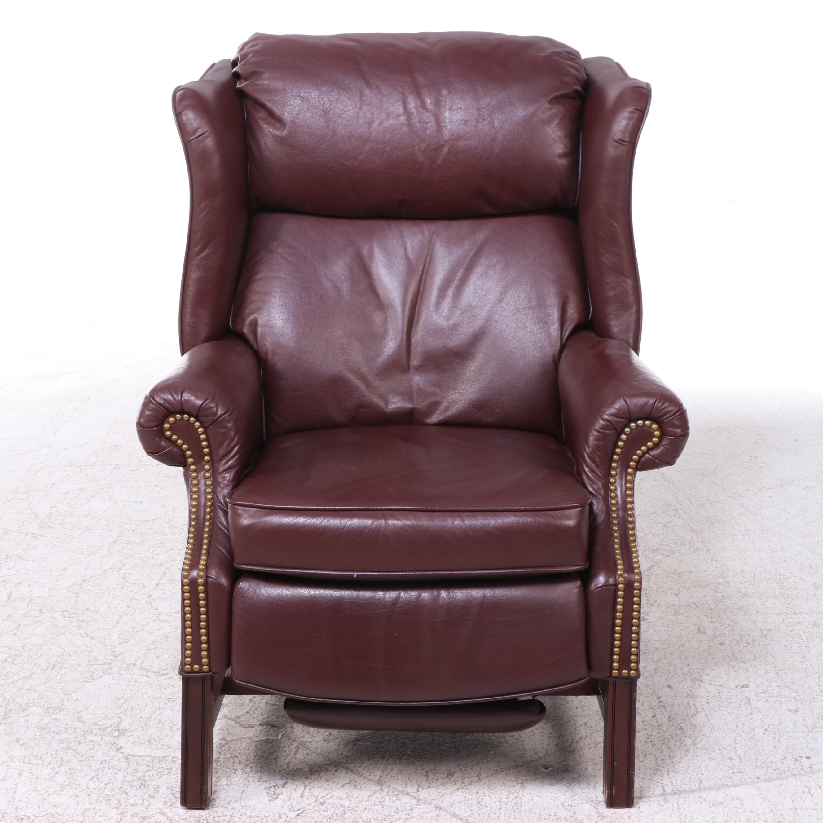 Lane Chippendale Style Leather-Touch Wingback Recliner with Nailheads