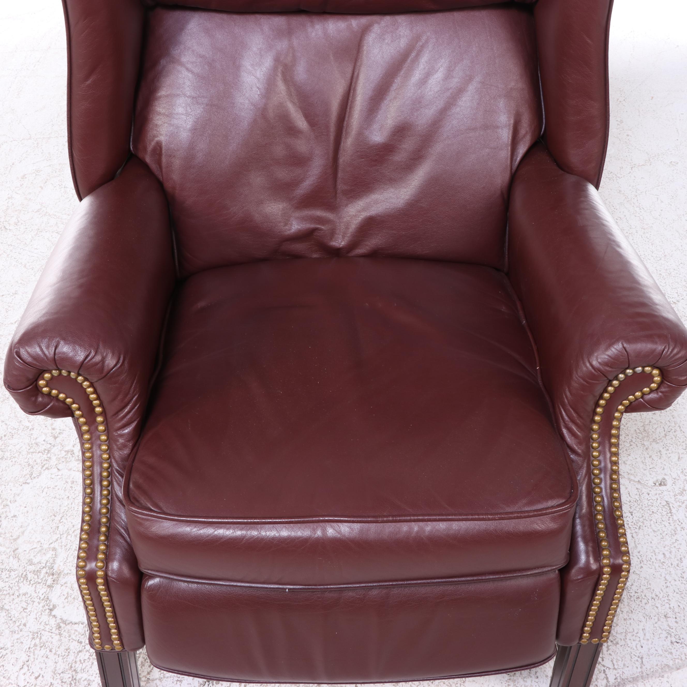 Lane Chippendale Style Leather-Touch Wingback Recliner with Nailheads
