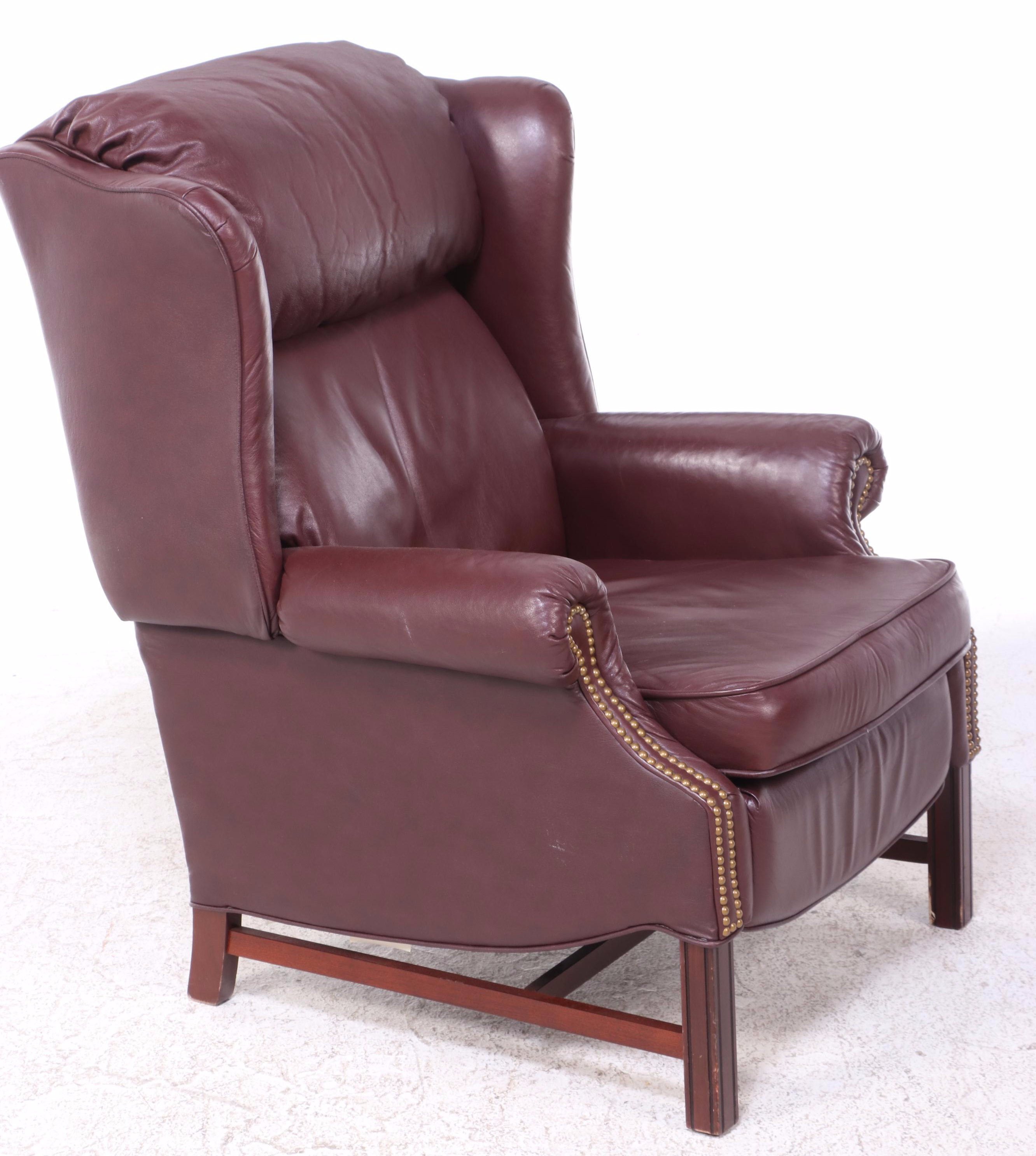 Lane Chippendale Style Leather-Touch Wingback Recliner with Nailheads