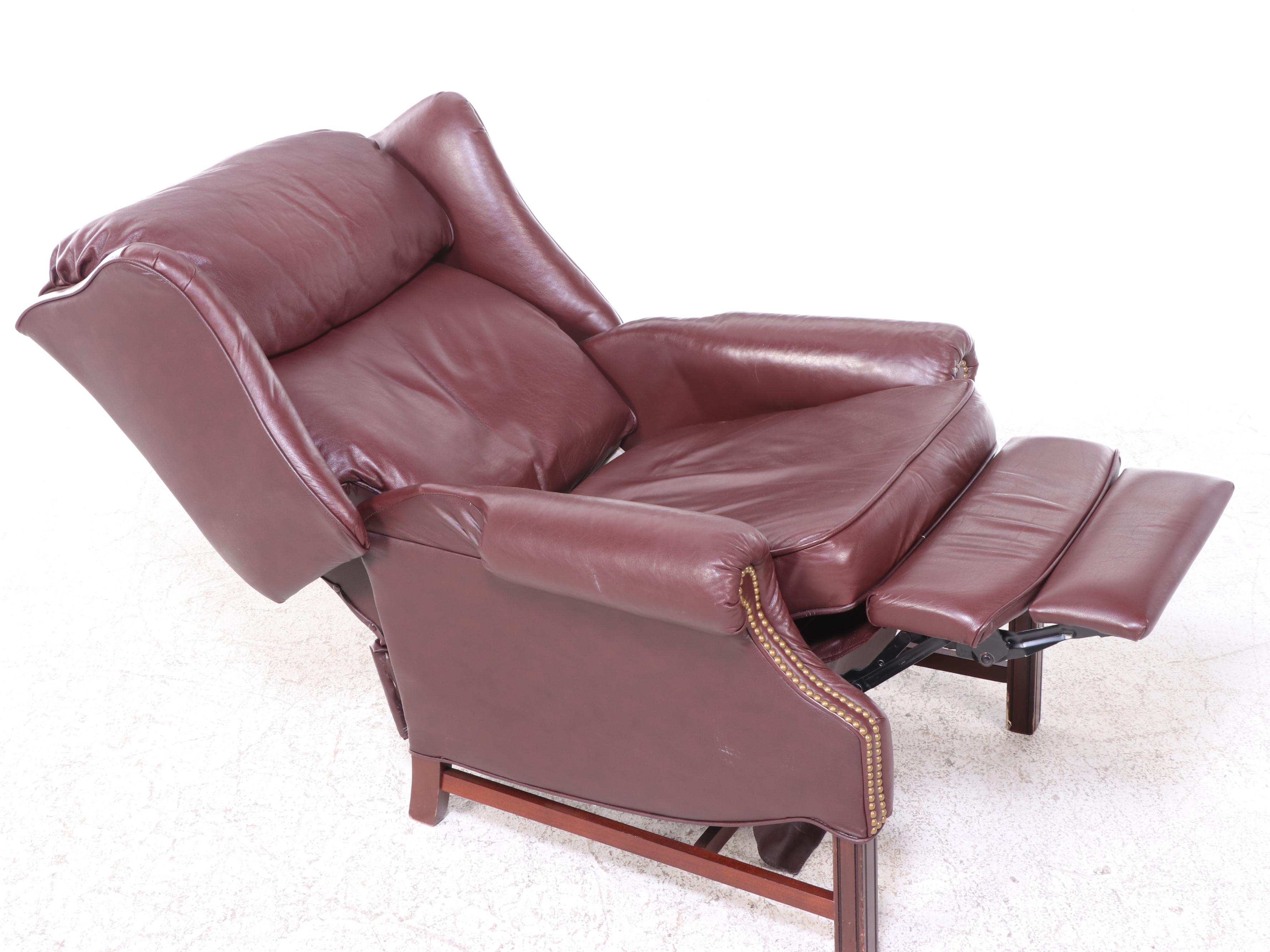 Lane Chippendale Style Leather-Touch Wingback Recliner with Nailheads