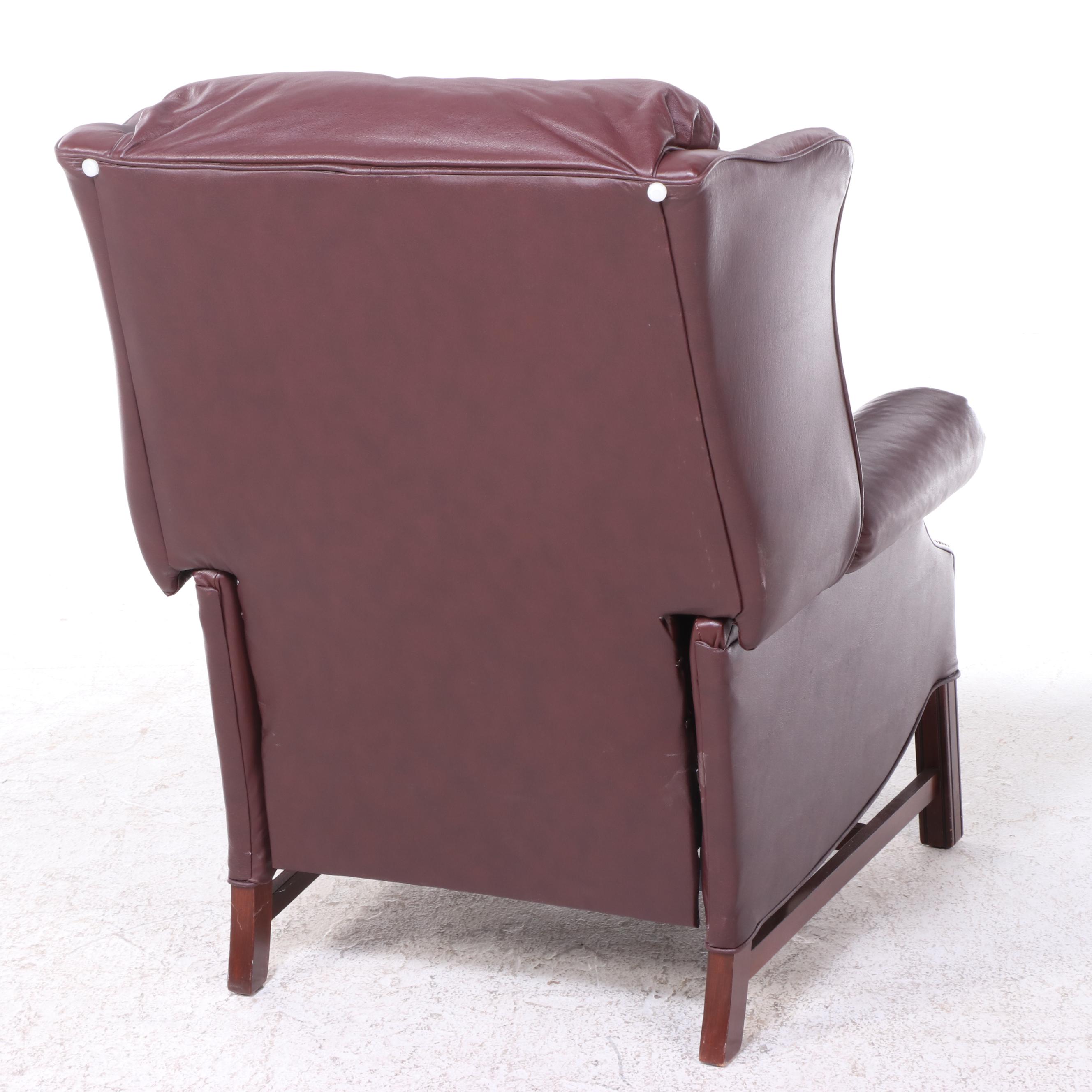Lane Chippendale Style Leather-Touch Wingback Recliner with Nailheads