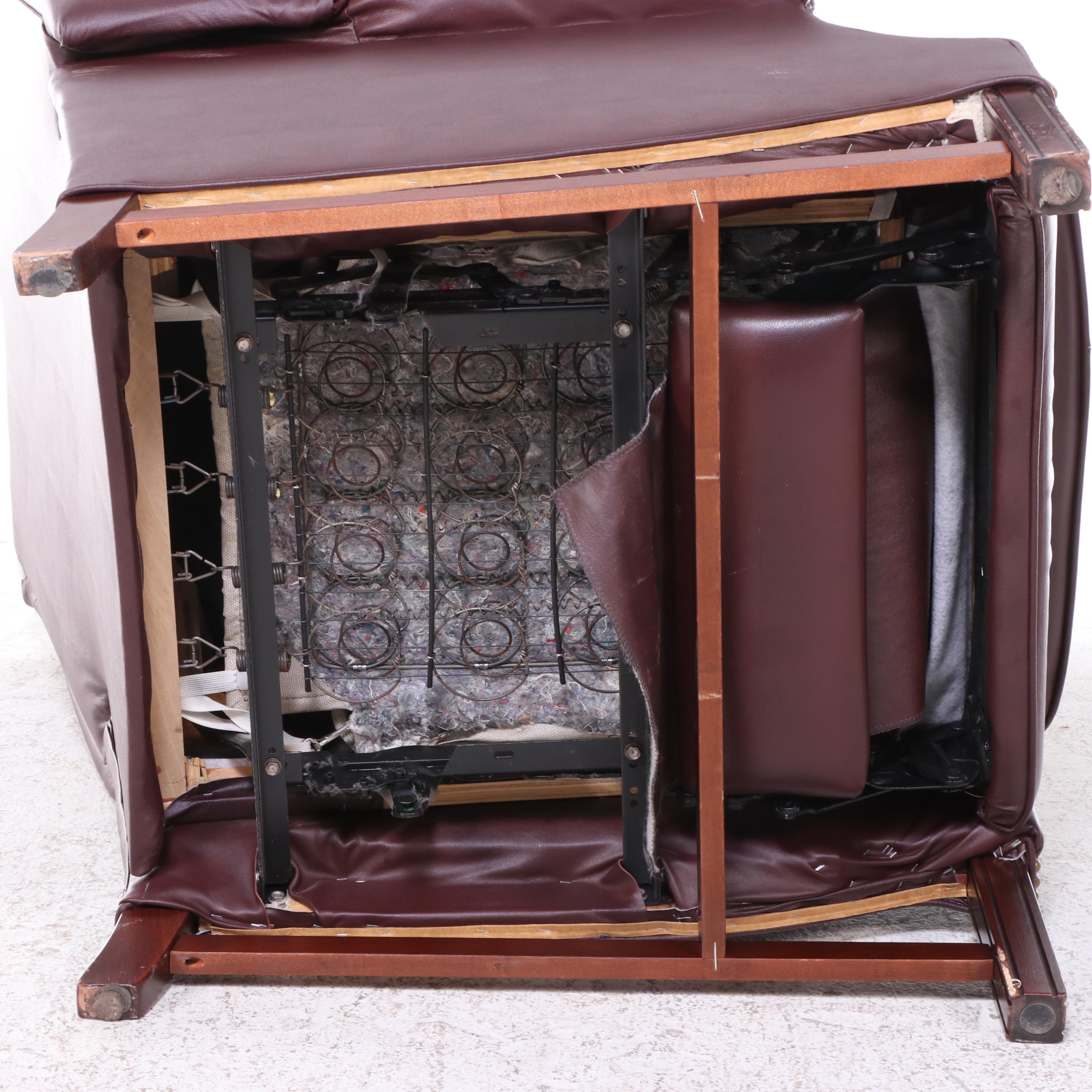 Lane Chippendale Style Leather-Touch Wingback Recliner with Nailheads