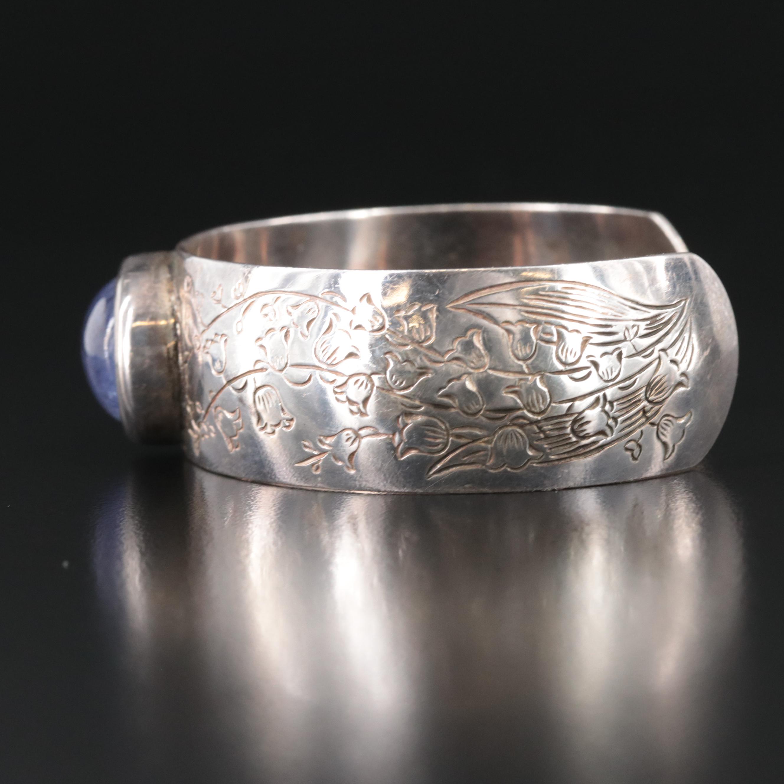 S. Kirk & Son Sterling Lily of the Valley Tanzanite Cuff