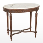Louis XVI Style Carved Beech and Marble Top Table, Late 19th/Early 20th Century