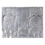 Toyin Folorunso Stylized Figural Chased Aluminum Relief, 21st Century