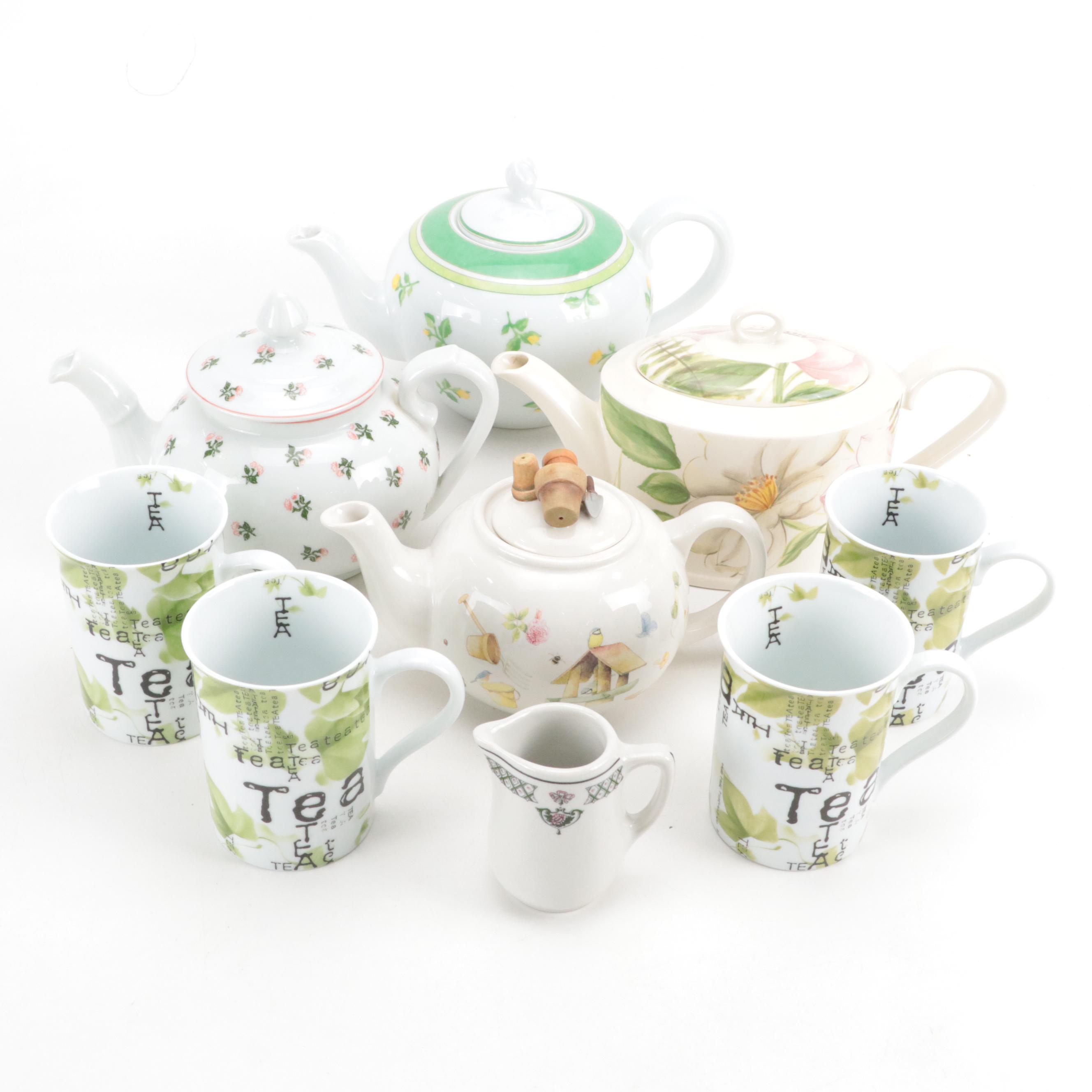 Wedgwood "Summer Dream Verde" Ceramic Coffee Pot with More Green Tea Serveware