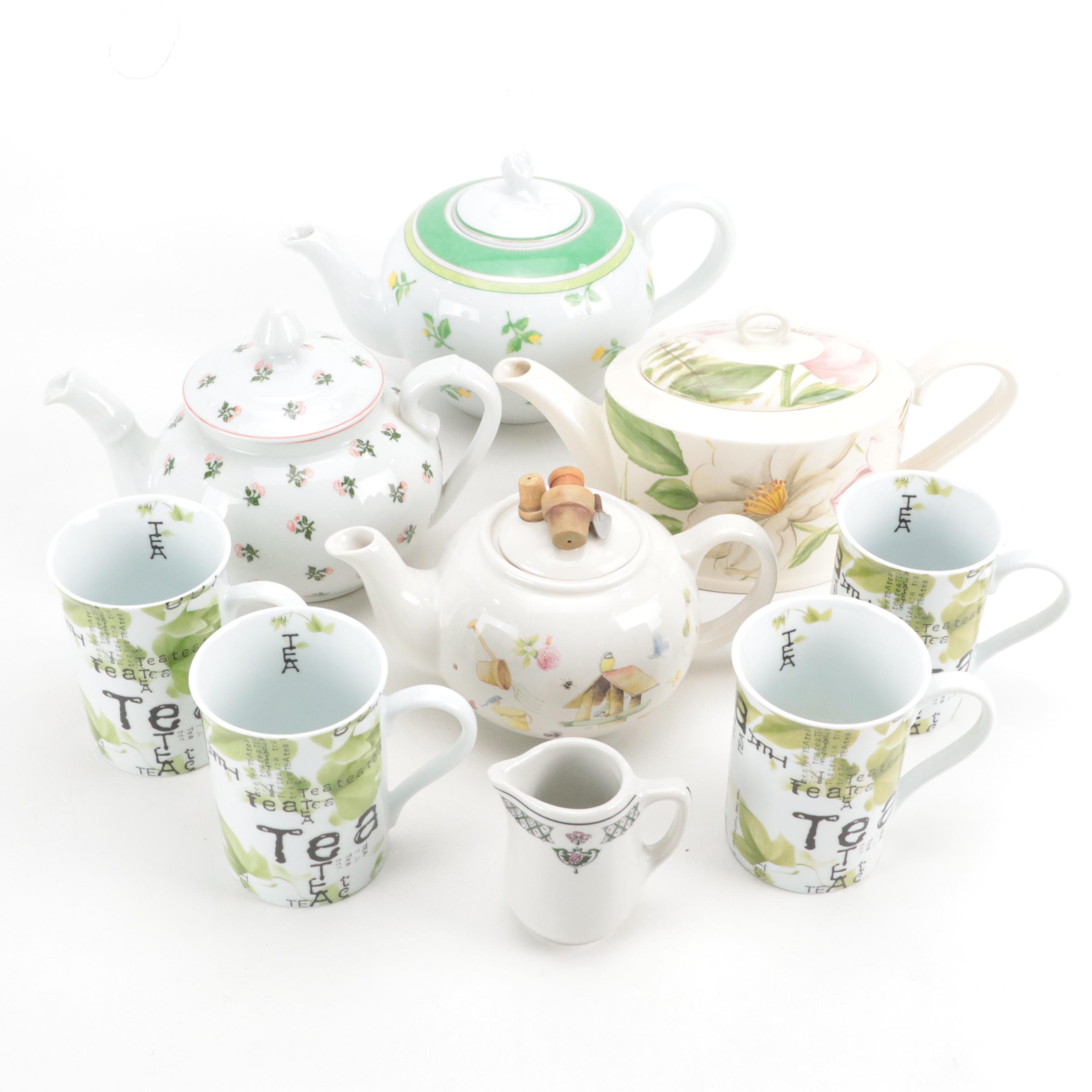 Wedgwood "Summer Dream Verde" Ceramic Coffee Pot with More Green Tea Serveware