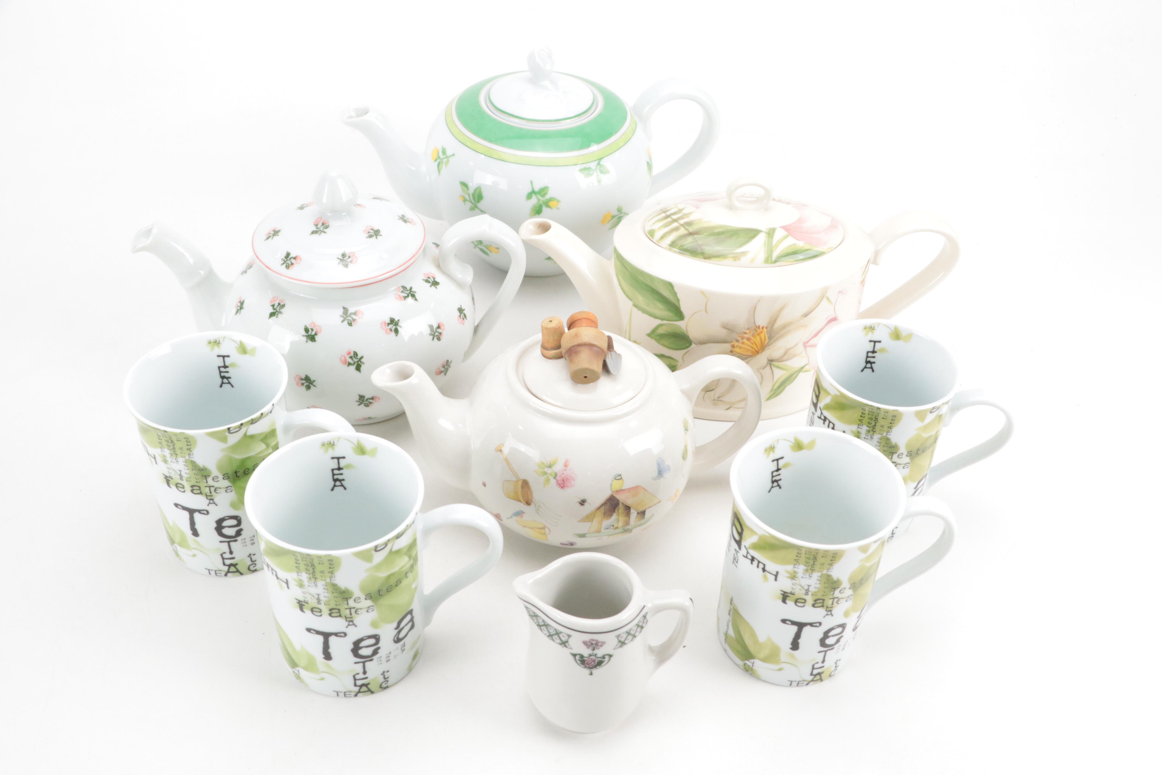 Wedgwood "Summer Dream Verde" Ceramic Coffee Pot with More Green Tea Serveware