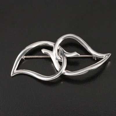 Tiffany & Co. Sterling Double Leaf Brooch