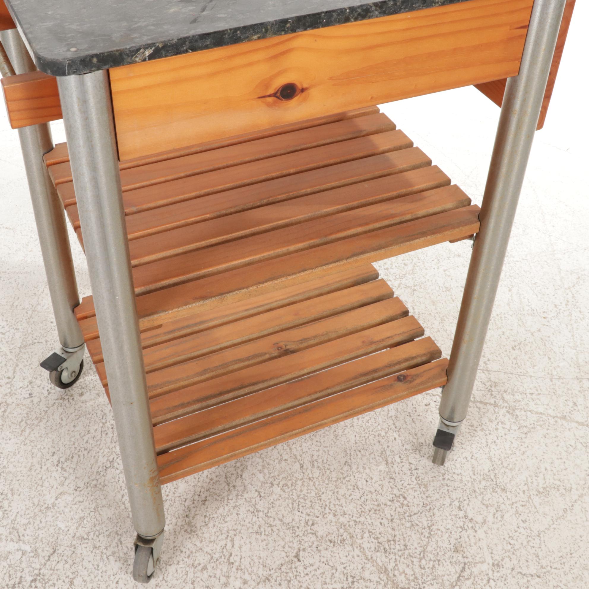 Marble Top Rolling Kitchen Cart EBTH