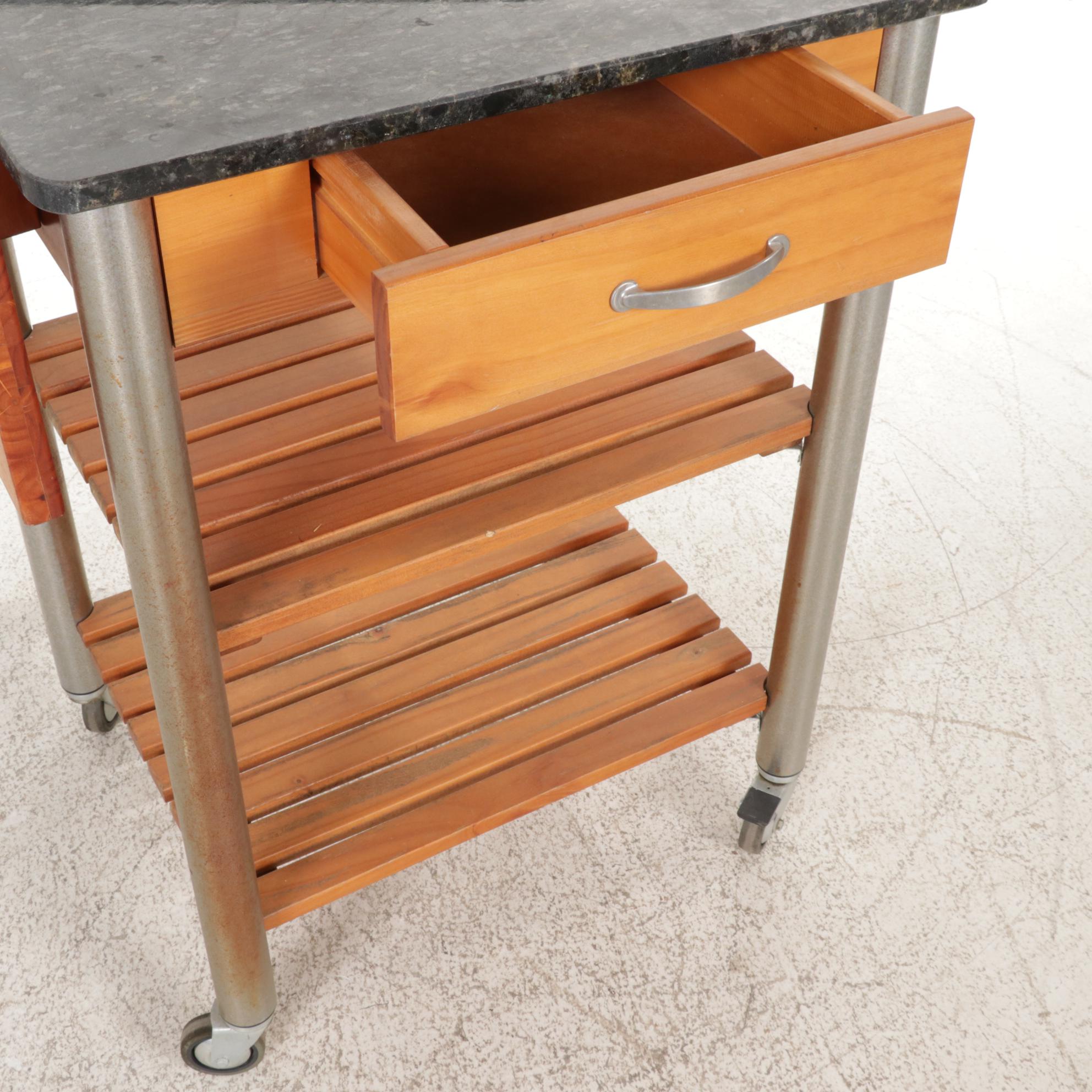 Marble Top Rolling Kitchen Cart EBTH