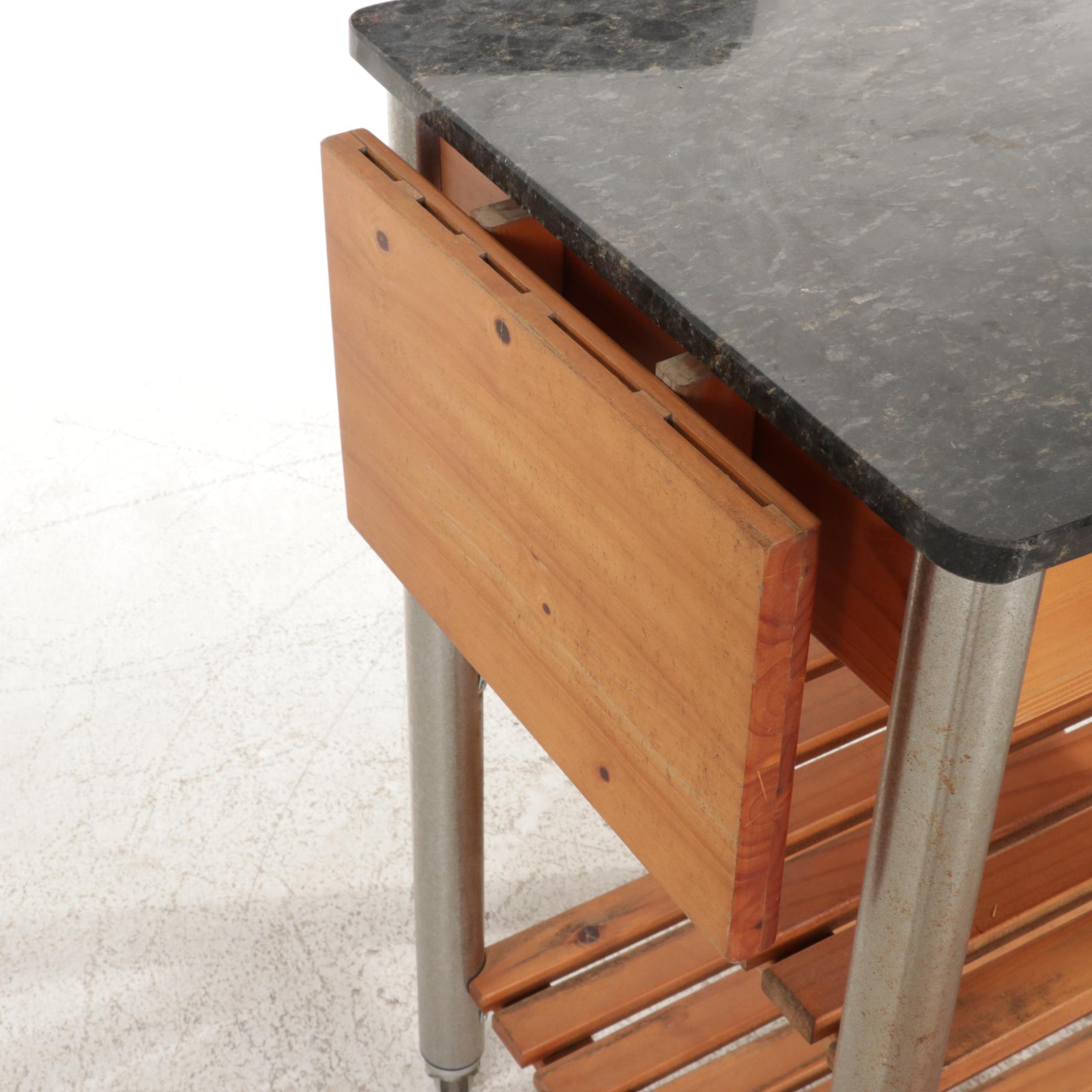 Marble Top Rolling Kitchen Cart EBTH