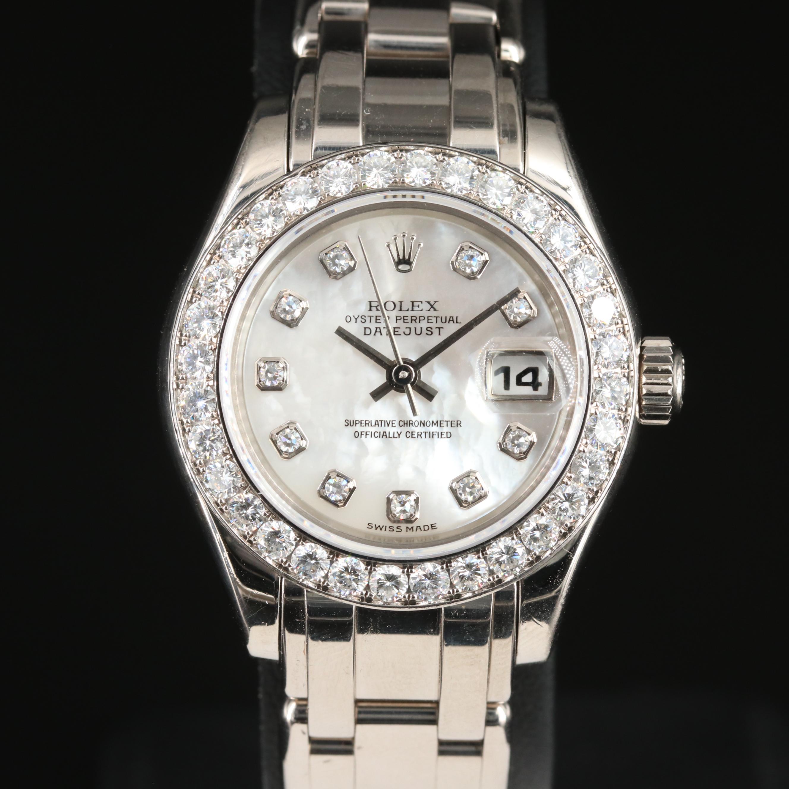 2000 Rolex Pearlmaster 1.54 CTW Factory Diamond Dial & Bezel 18K Gold Watch