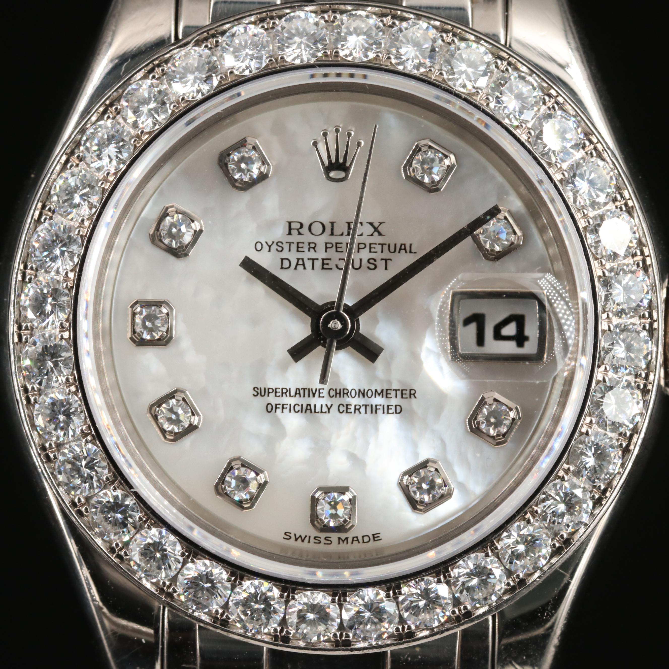 2000 Rolex Pearlmaster 1.54 CTW Factory Diamond Dial & Bezel 18K Gold Watch