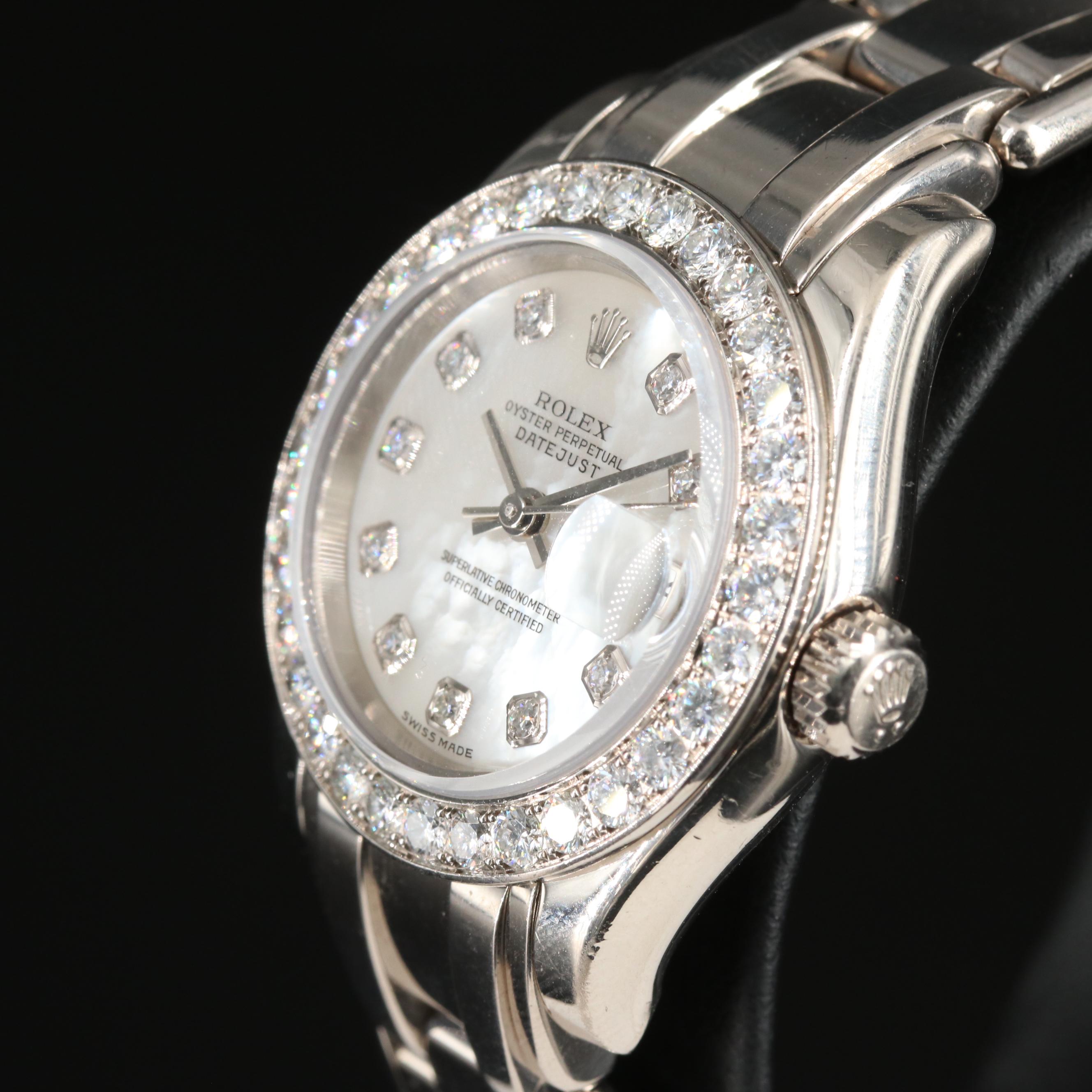 2000 Rolex Pearlmaster 1.54 CTW Factory Diamond Dial & Bezel 18K Gold Watch