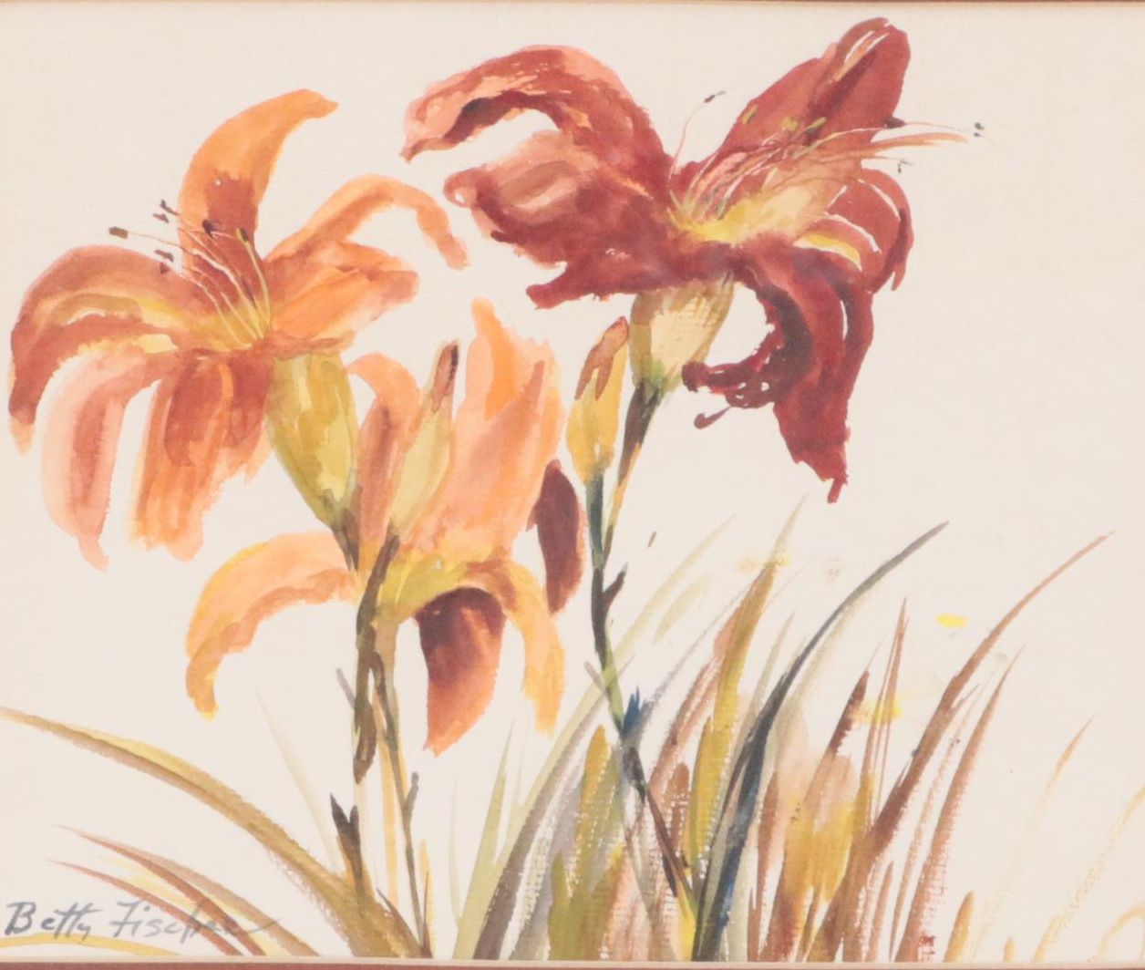 Betty Fischer Watercolor Painting of Daylilies